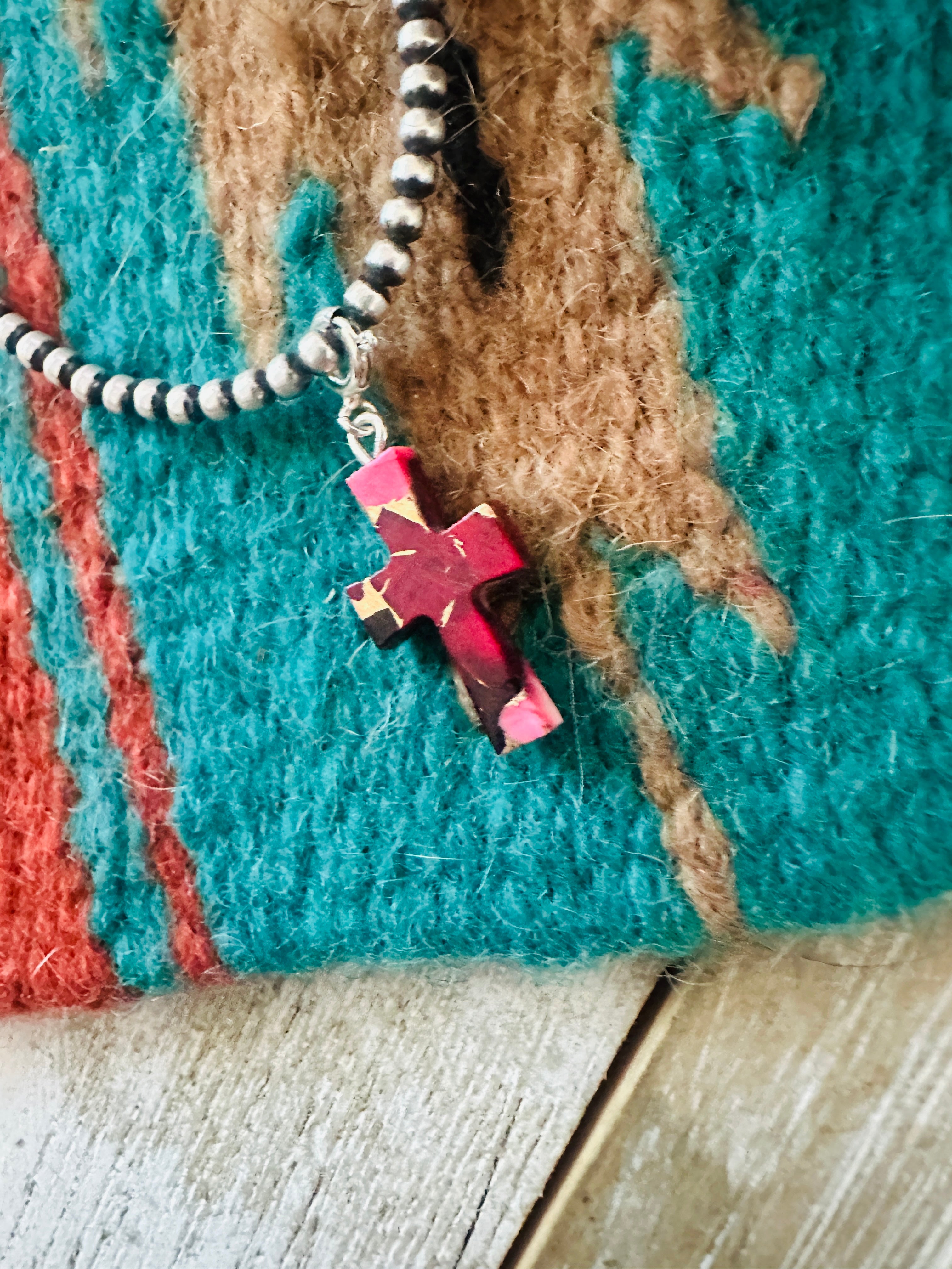 Handcrafted  & Hand Carved Rose Dahlia Cross Charm