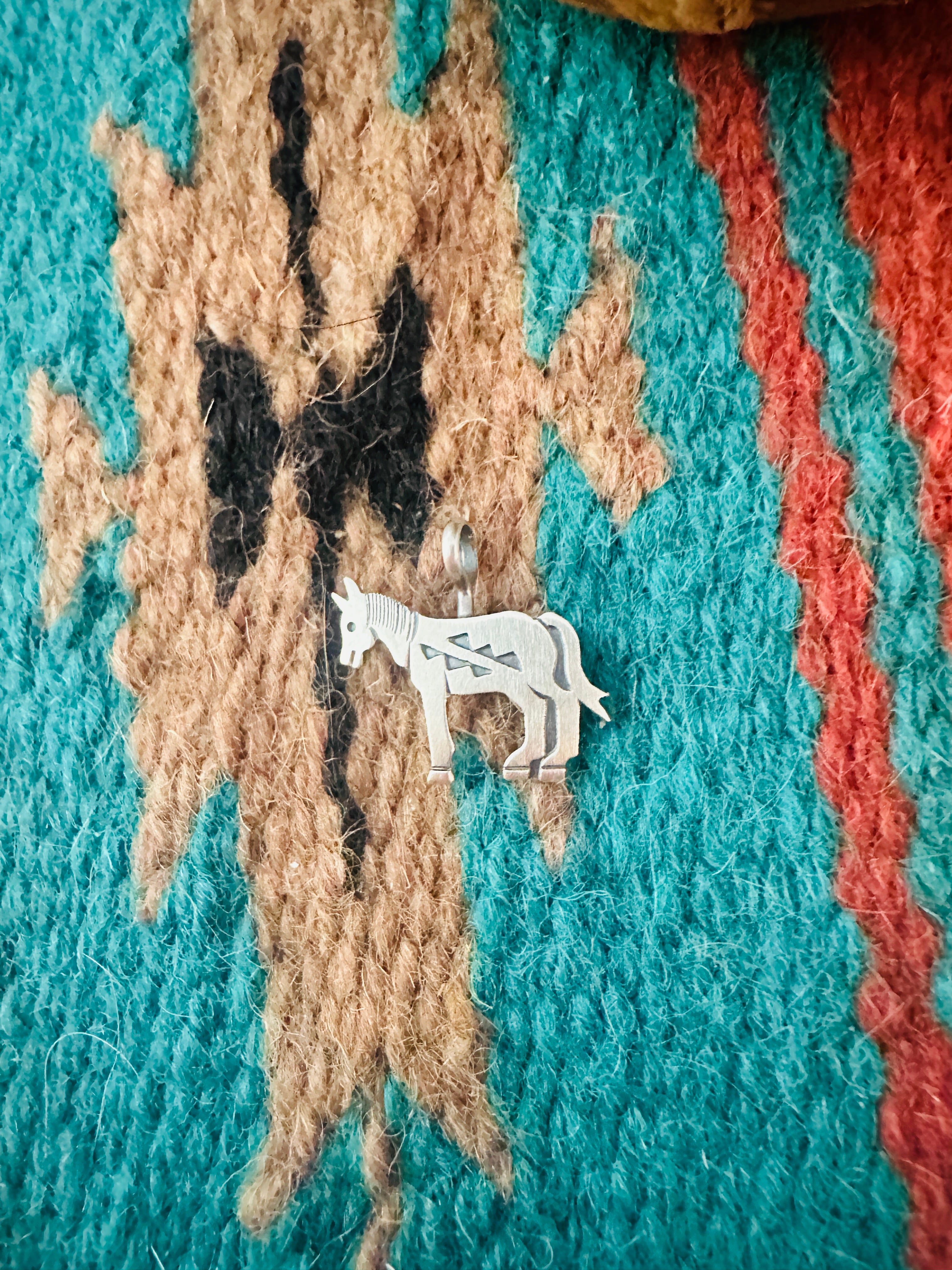 Navajo Hand Stamped Sterling Silver Horse Pendant