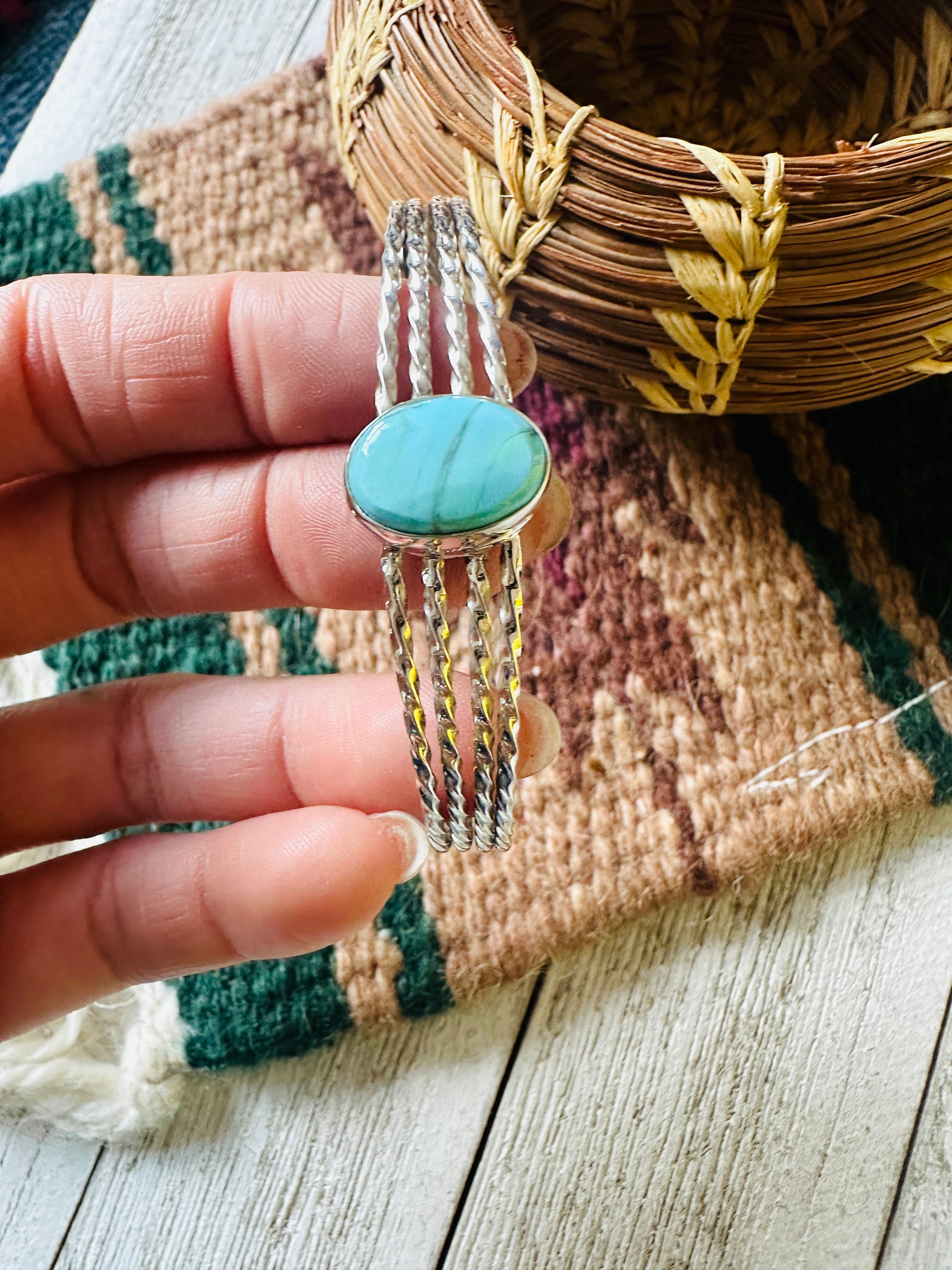 Navajo Sterling Silver & Turquoise Cuff Bracelet