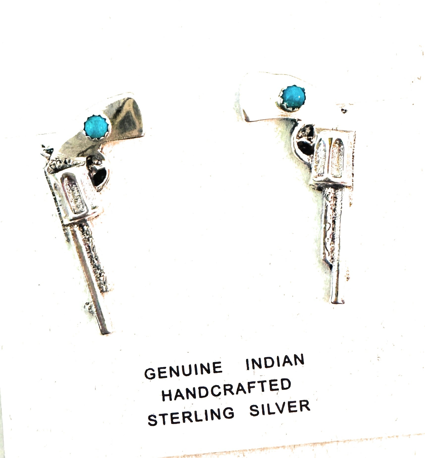 Navajo Turquoise And Sterling Silver Pistol Post Earrings