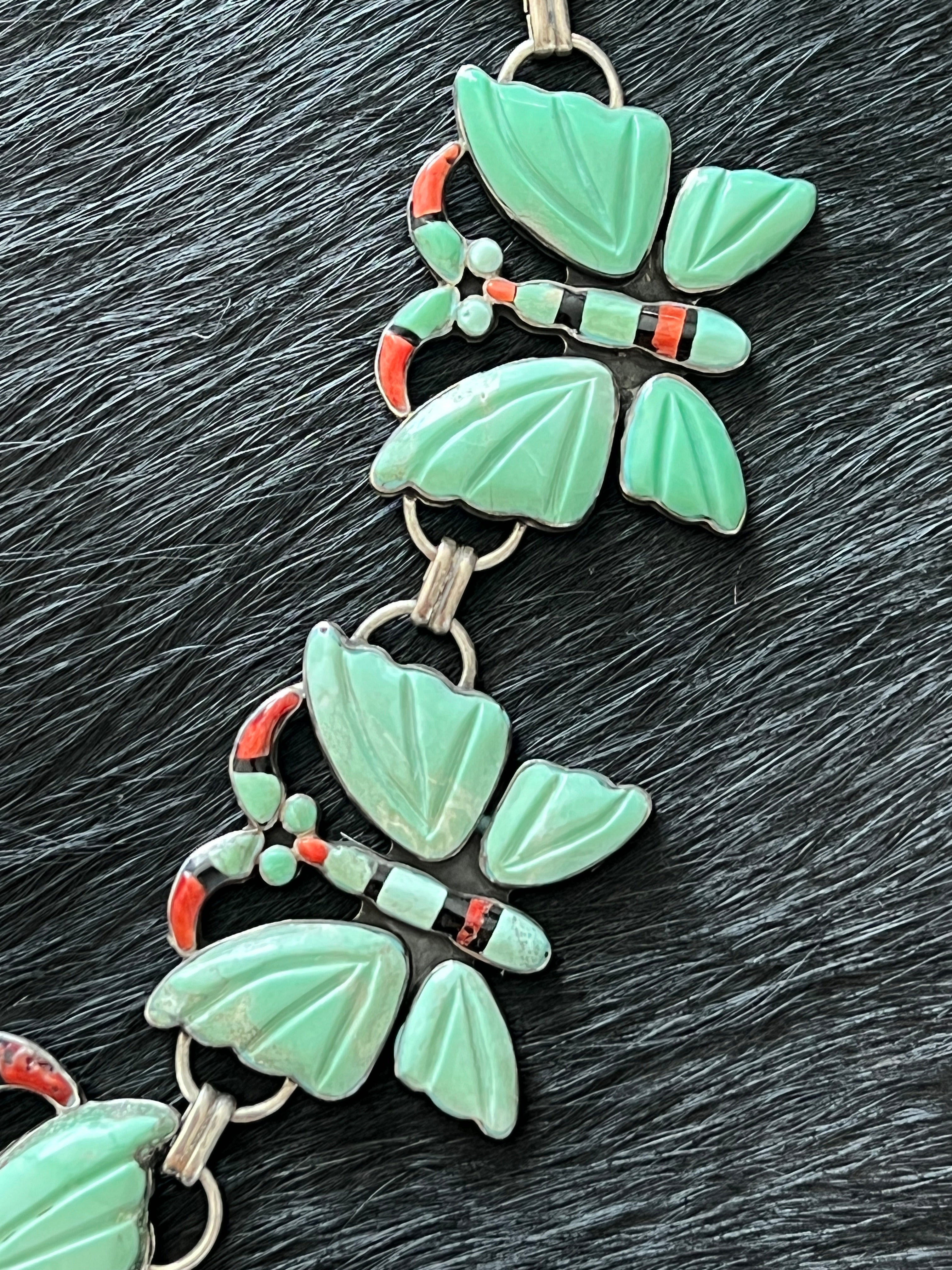 Vintage Sterling Silver and Turquoise Butterfly Necklace by Federico Jimenez