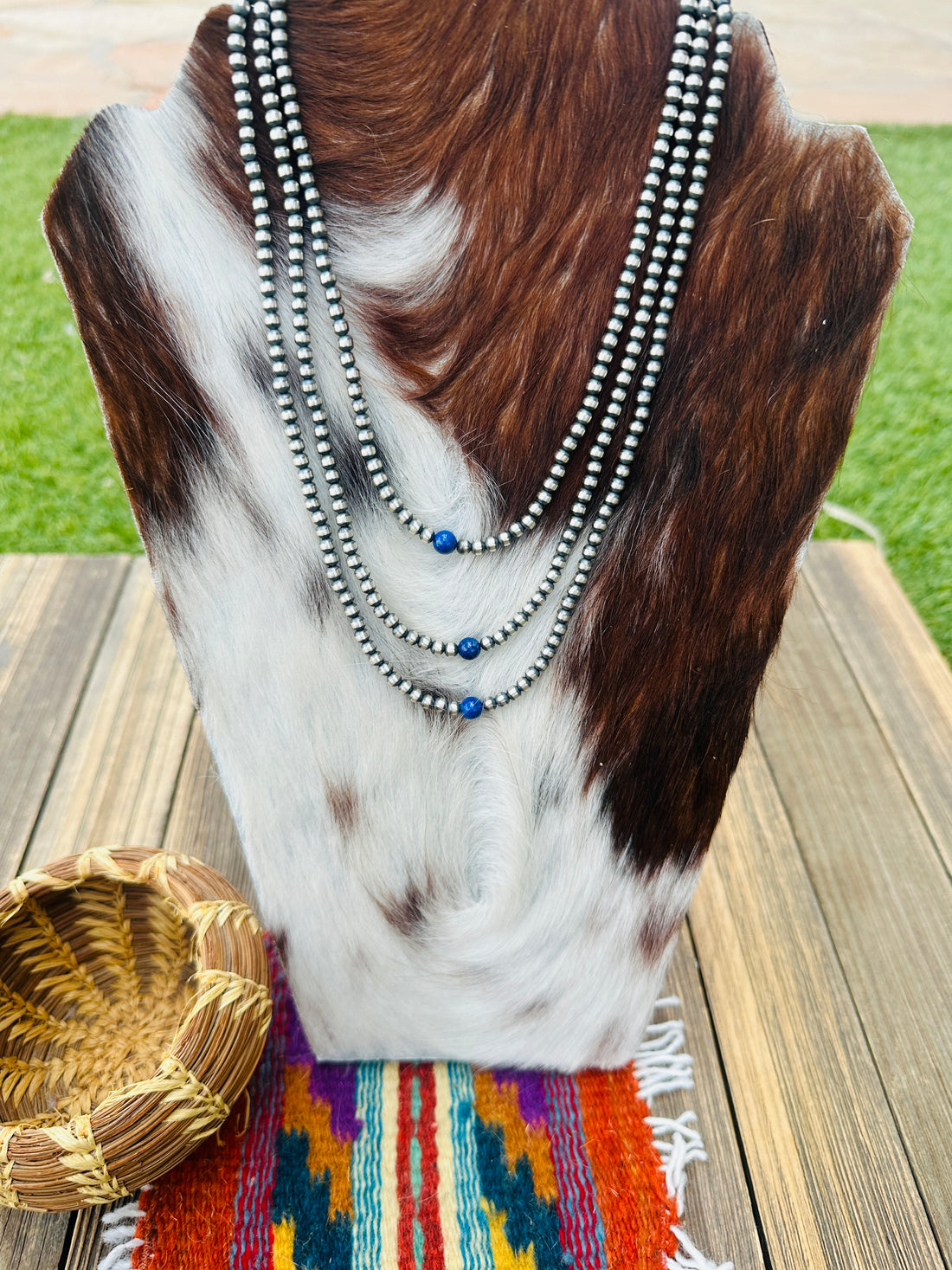 Handcrafted Lapis & Sterling Silver Pearl Beaded Necklace