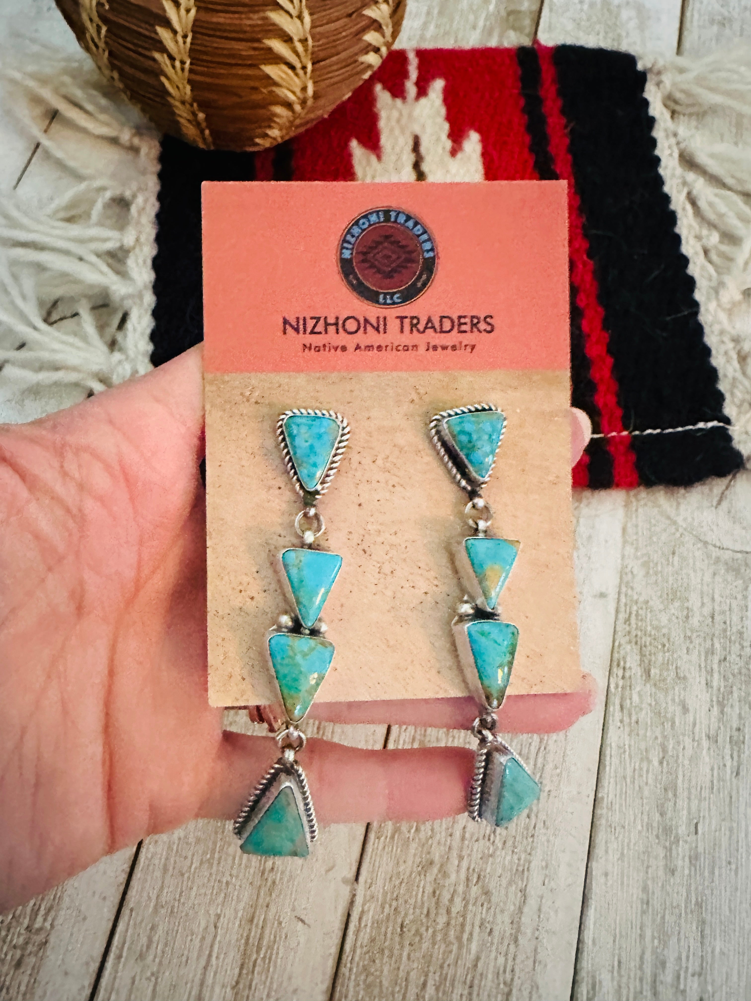 Handcrafted Turquoise & Sterling Silver Dangle Earrings