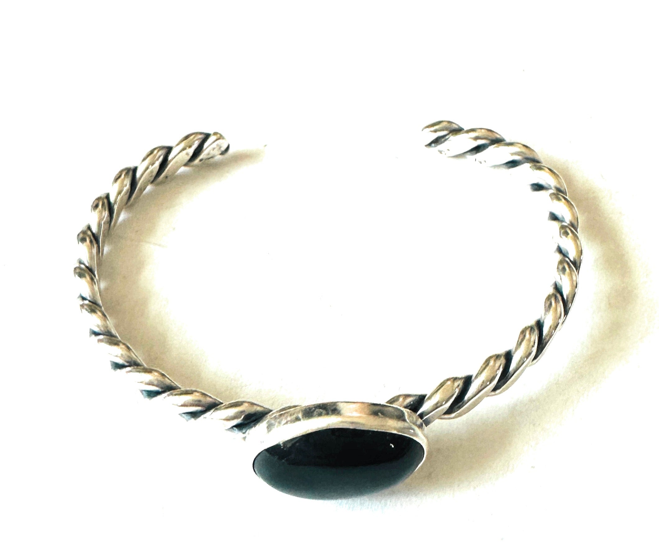 Navajo Sterling Silver & Onyx Cuff Bracelet