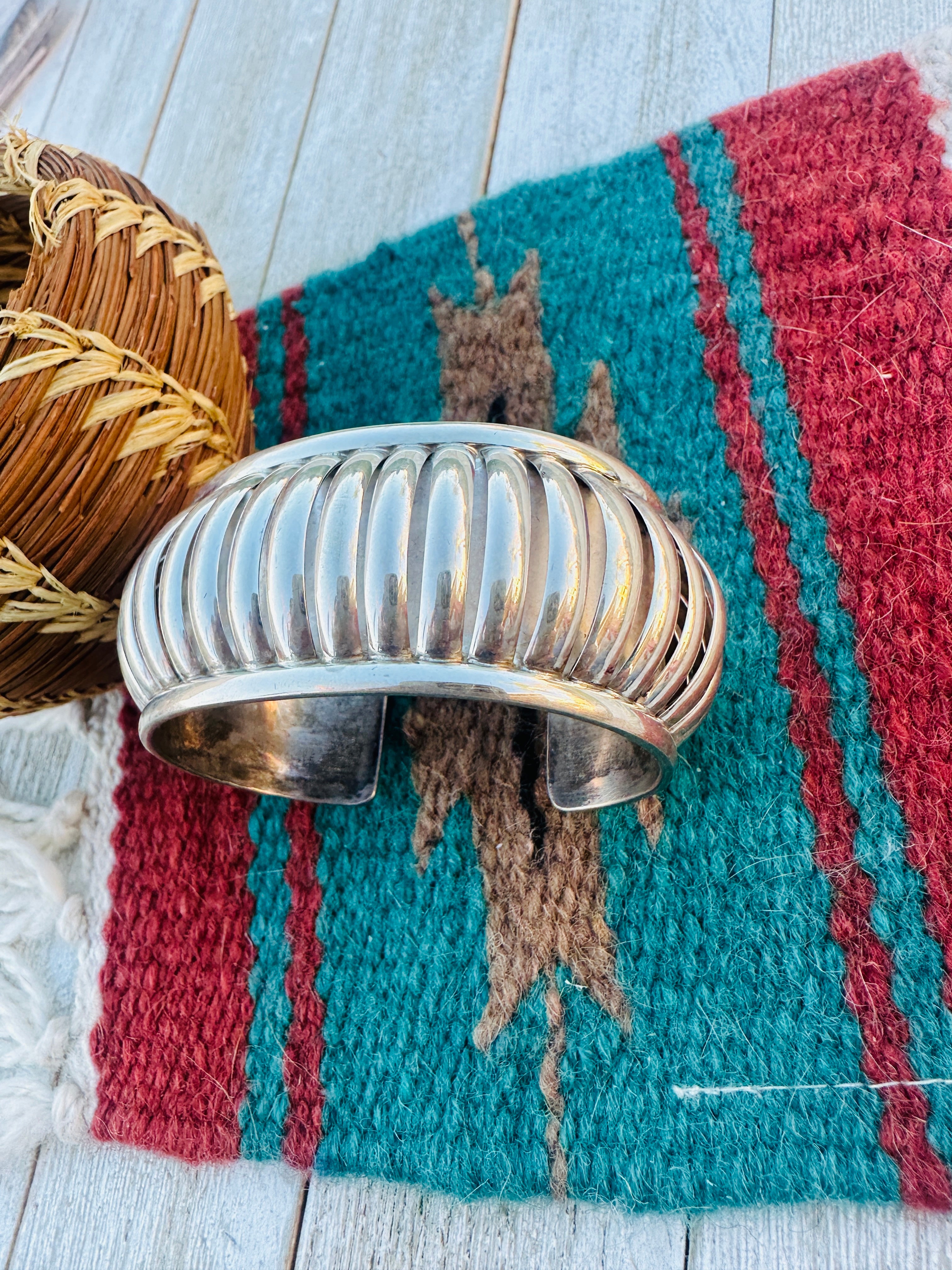 Handcrafted Old Pawn Rolled Sterling Silver Cuff Bracelet