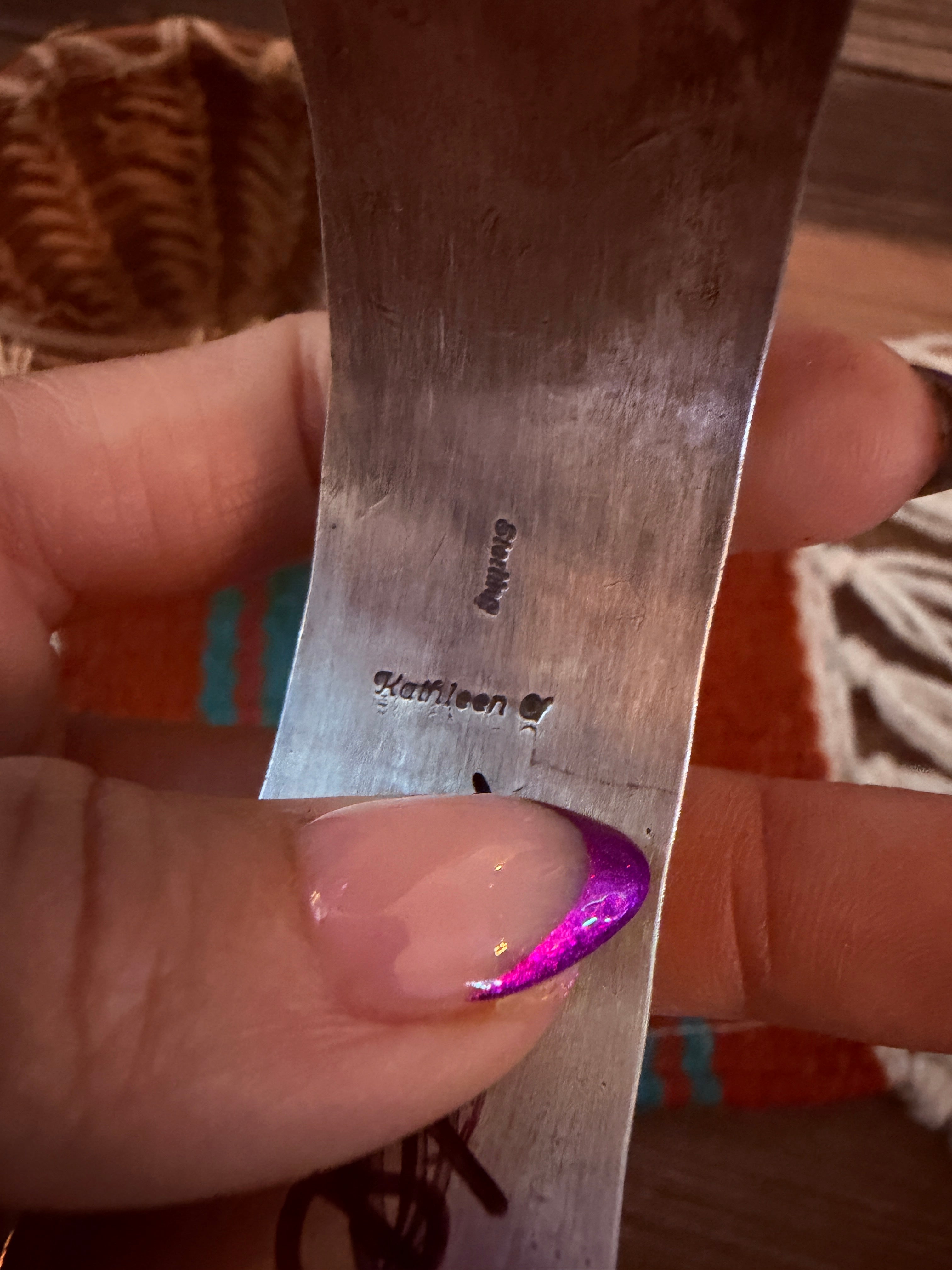 Handcrafted Purple Spiny & Sterling Silver Cuff Bracelet by Kathleen Chavez