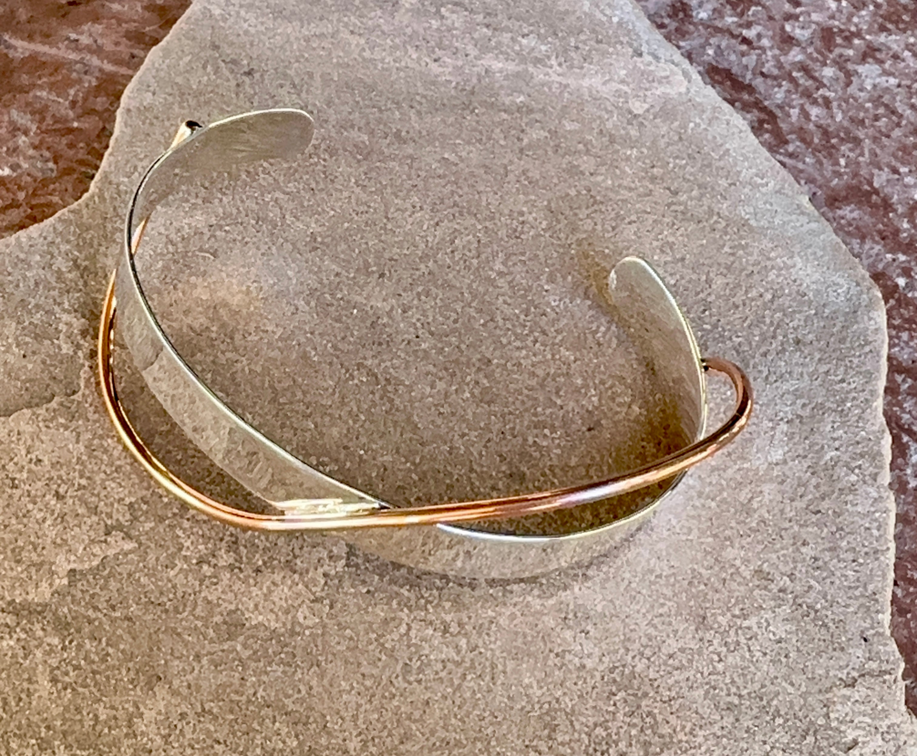 Sterling Silver Cuff with Copper Ribbon