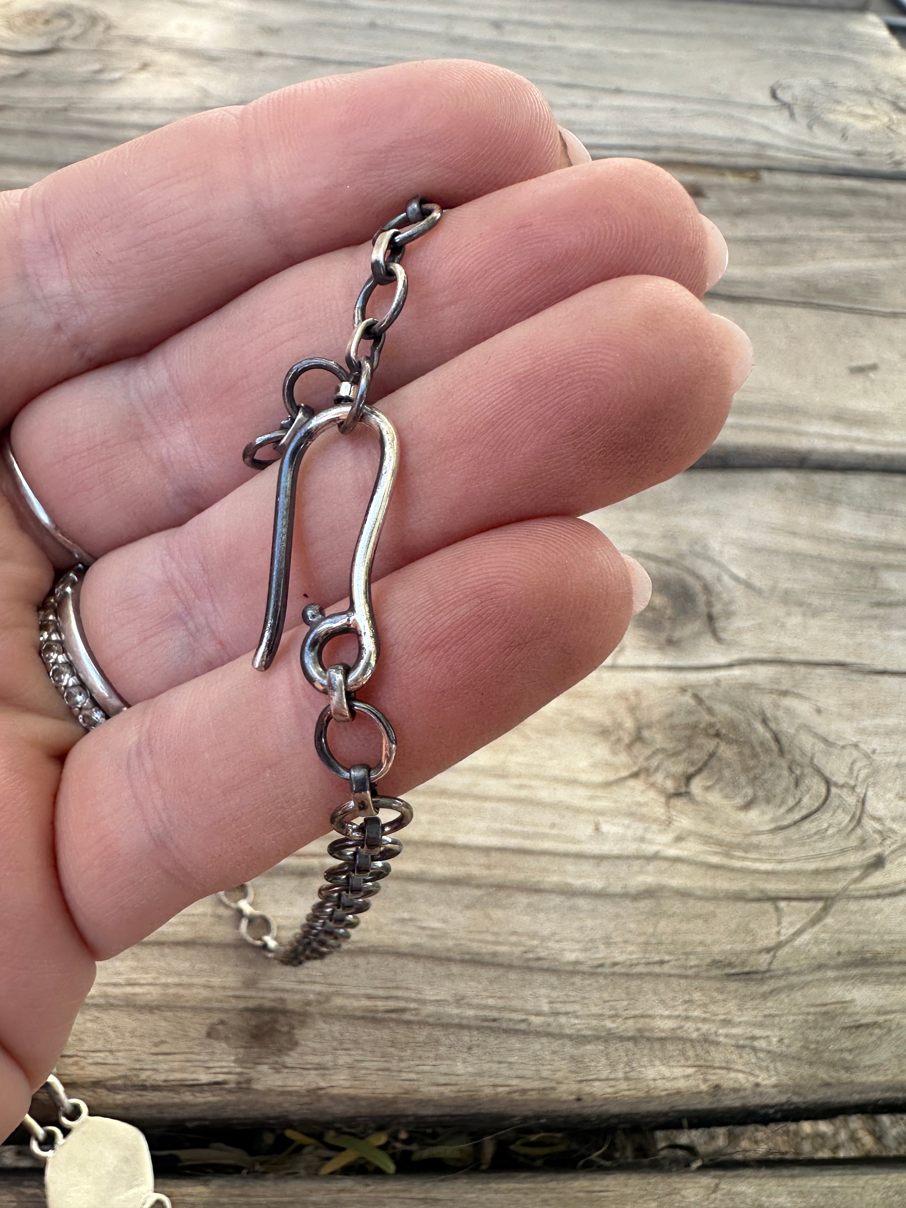 Beautiful Handmade Sterling Silver, Coral & Sonoran Turquoise Drop Necklace