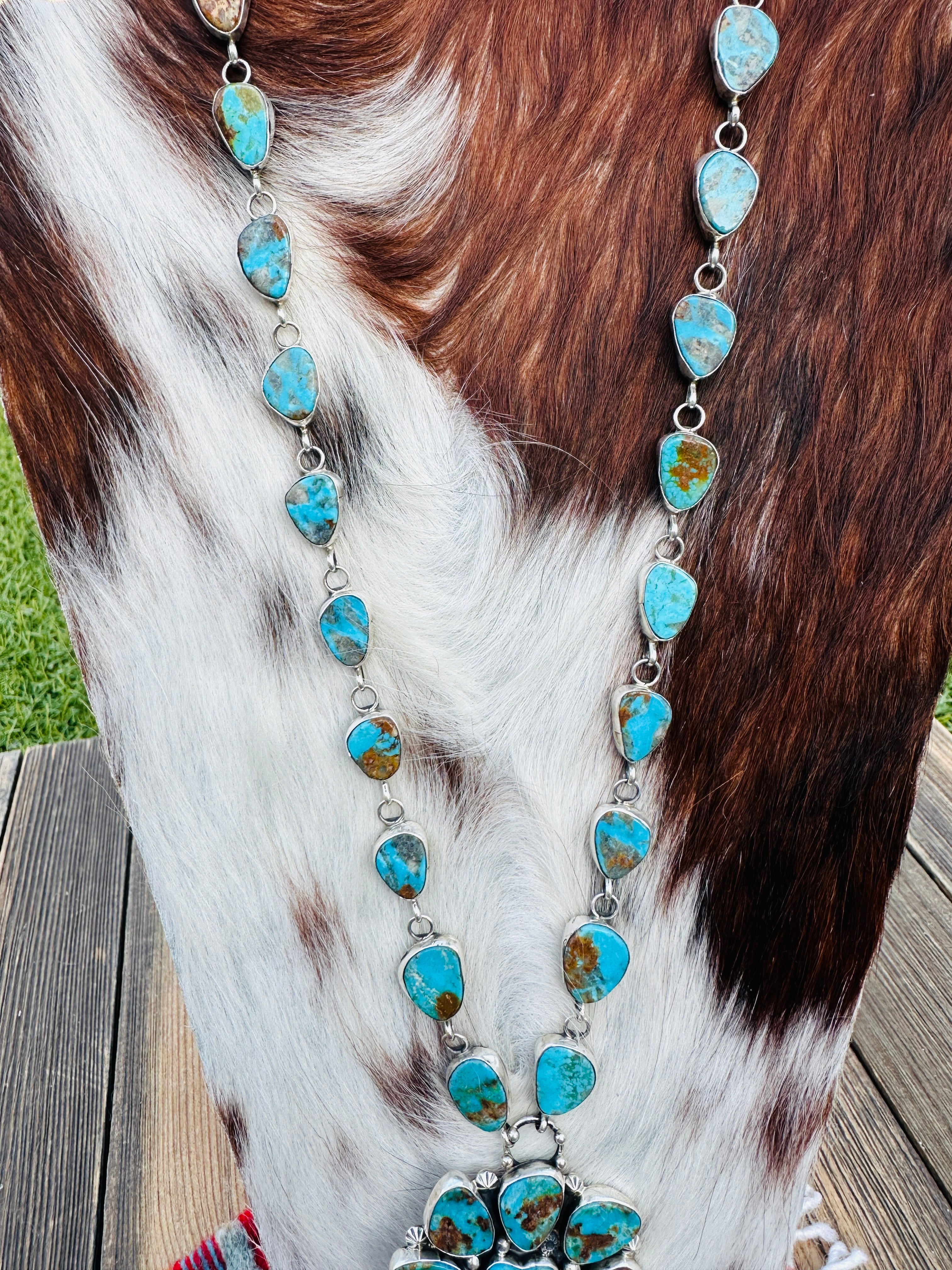 Handcrafted Turquoise & Sterling Silver Heart Necklace by Jacqueline Silver