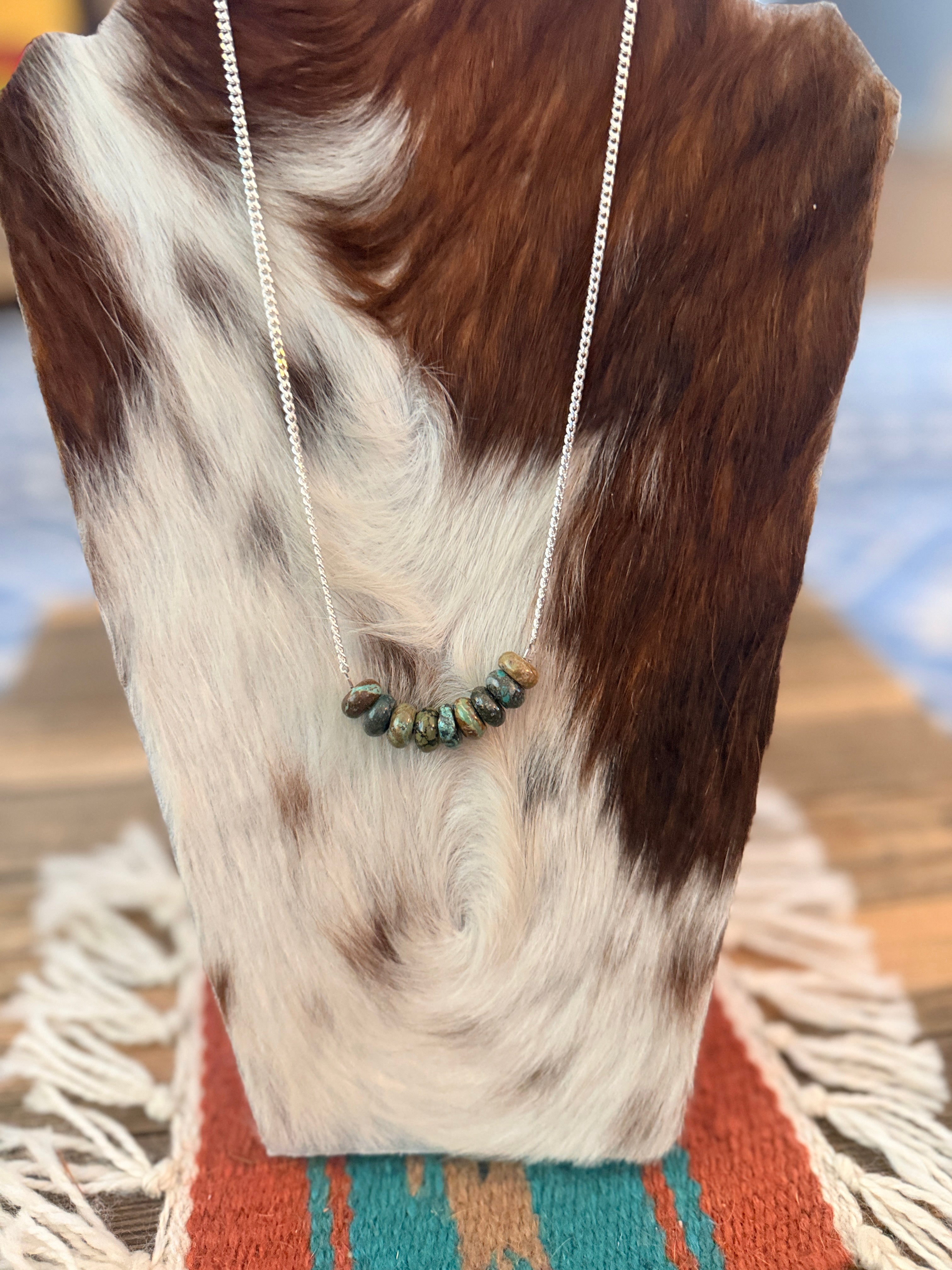 Handmade Sterling Silver & Turquoise Beaded Necklace