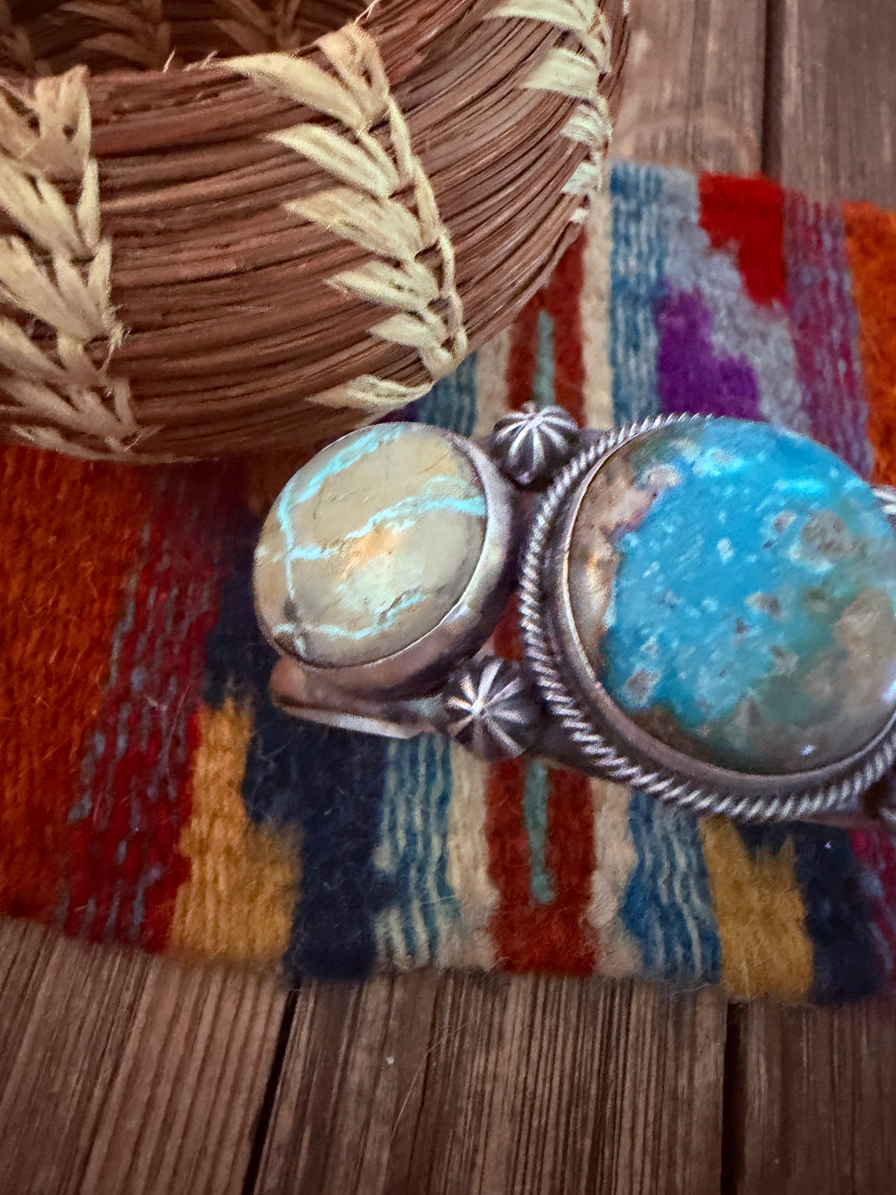 Handcrafted Sterling Silver and Turquoise Cuff Bracelet by Paul Livingston