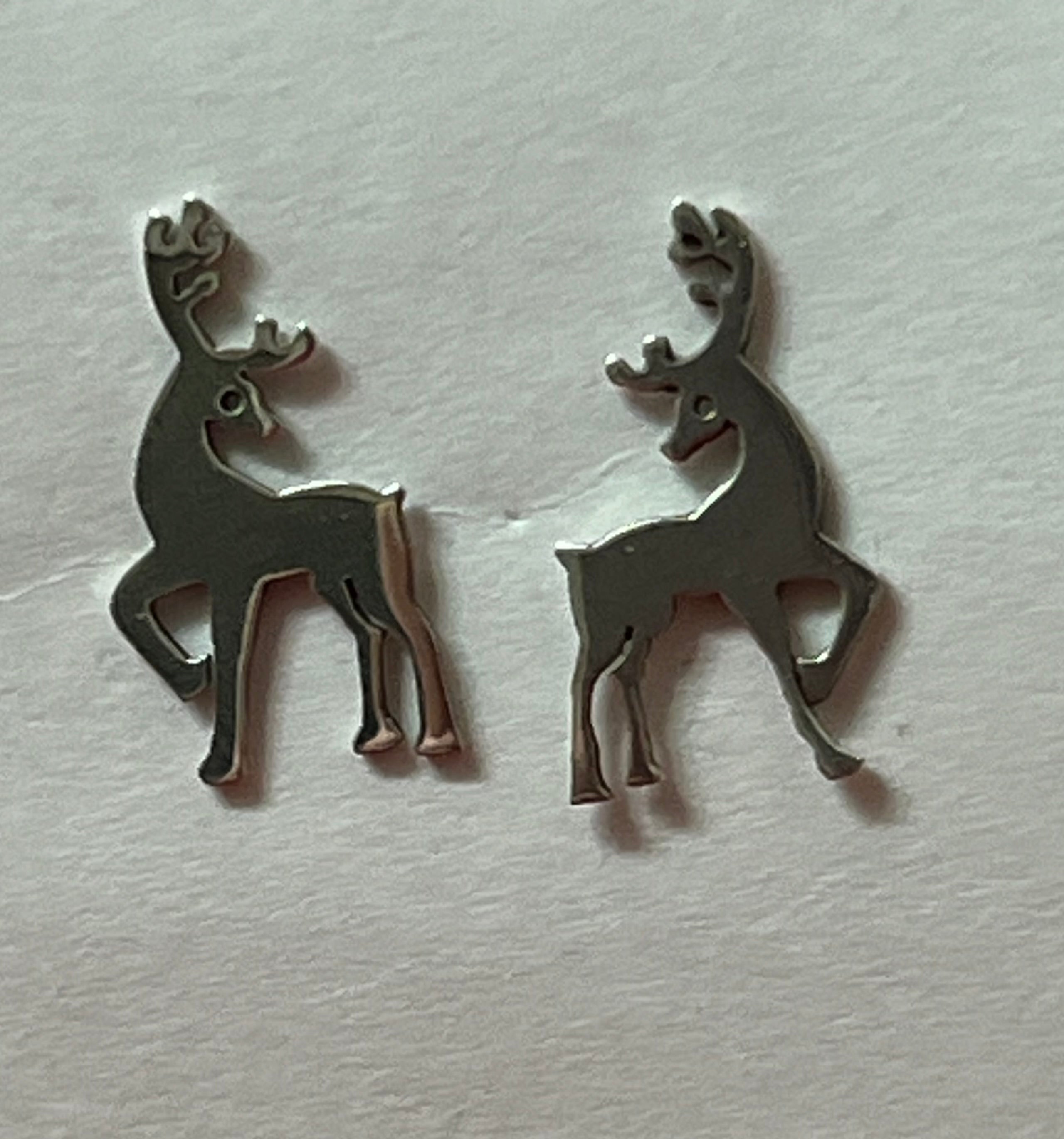 Sterling Silver Reindeer Earrings On Post