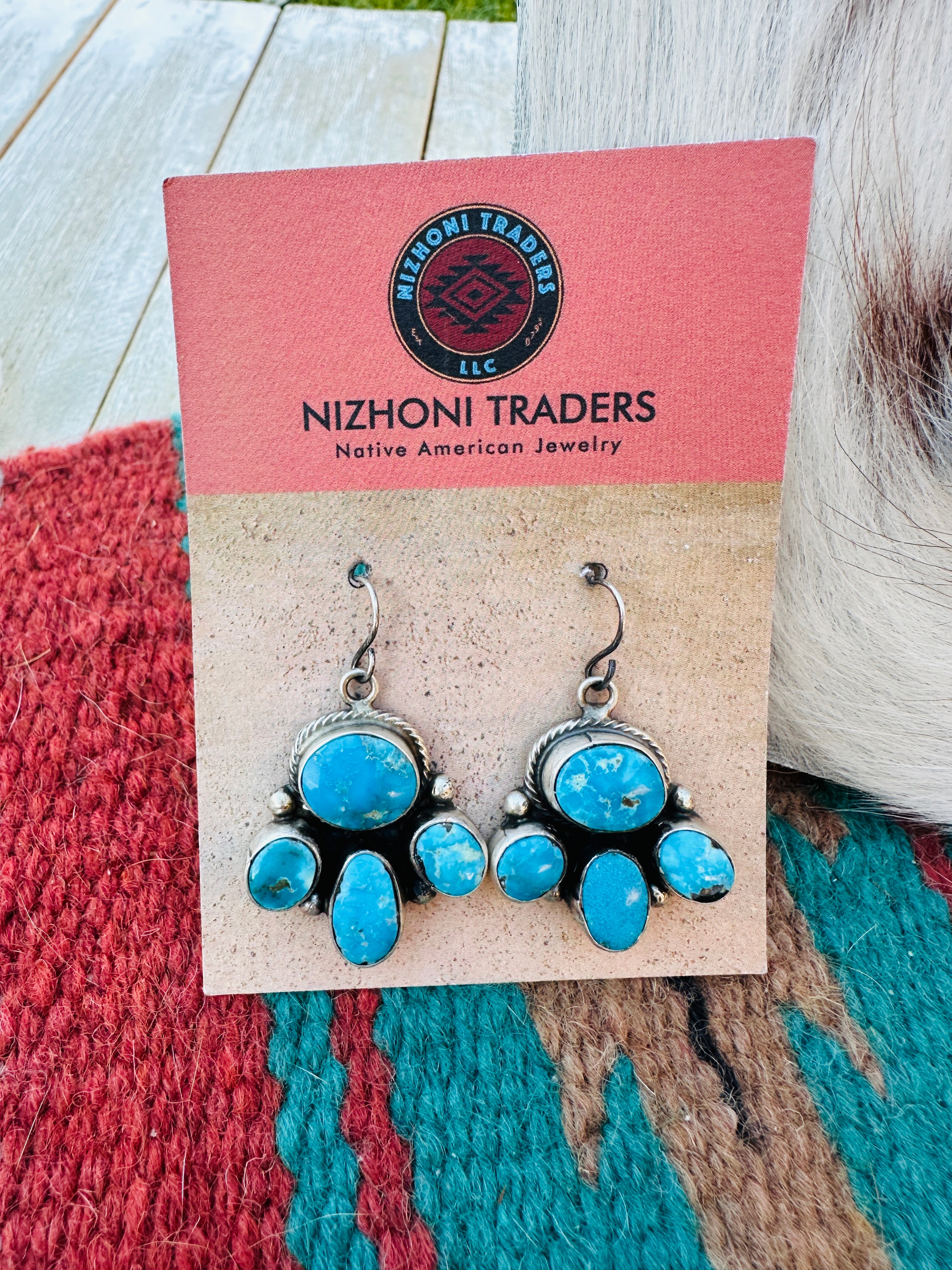 Handcrafted Blue Ridge Turquoise & Sterling Silver Necklace and Earring Set by Ella Peters