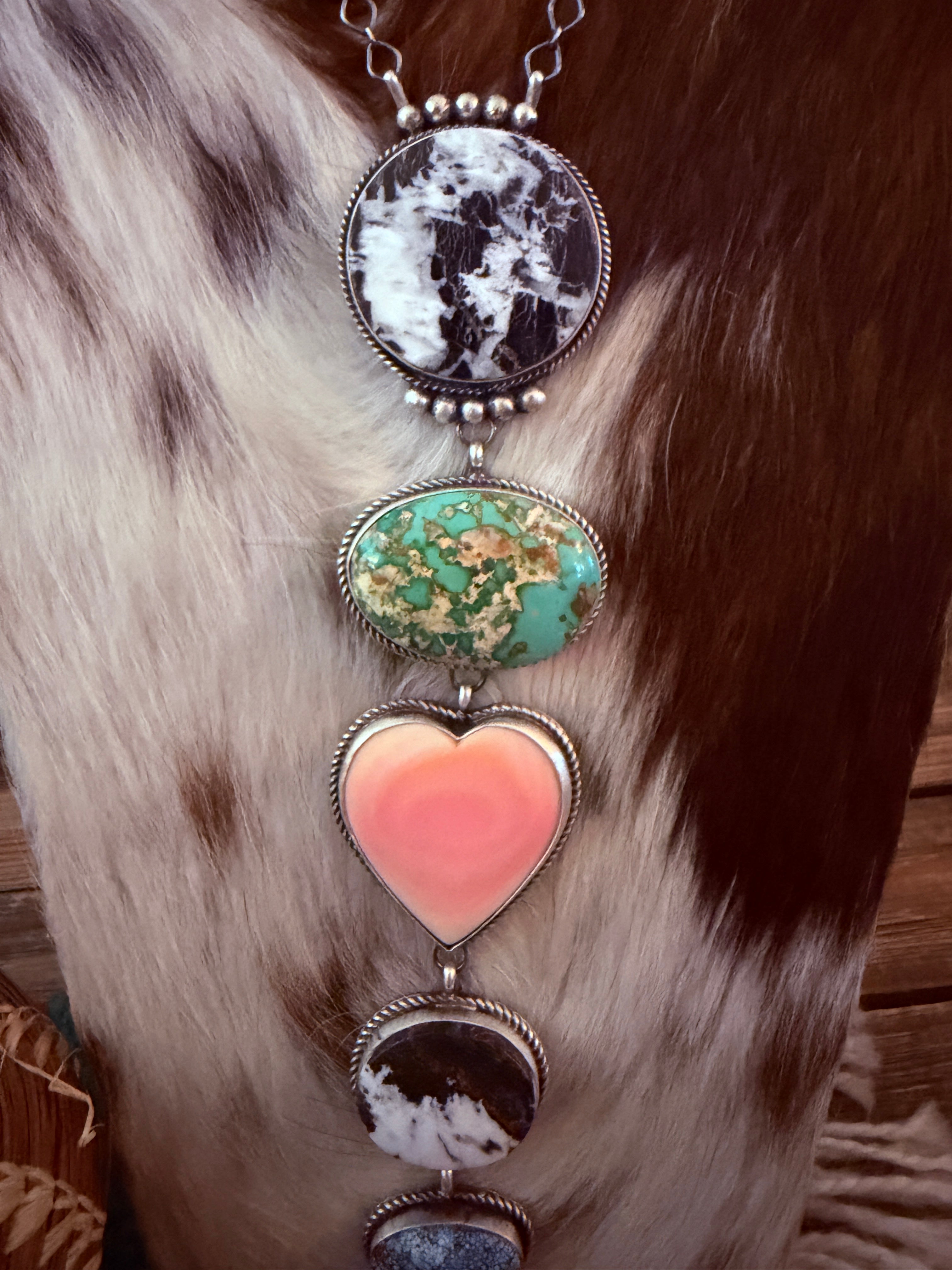 Handcrafted Multi Stone & Sterling Silver Lariat Necklace by Vicky Hicks
