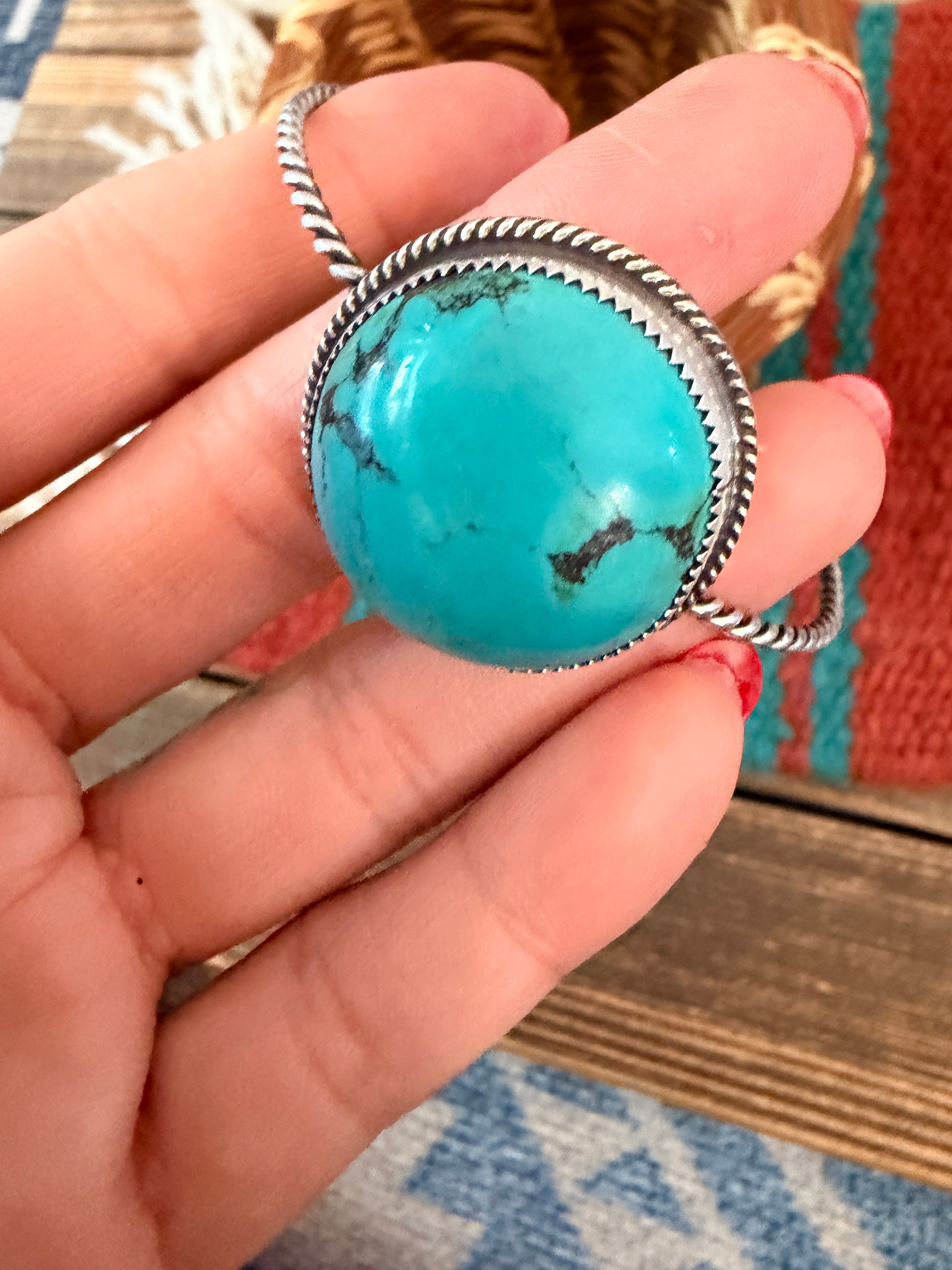 Handmade Turquoise & Sterling Silver Bangle Bracelet