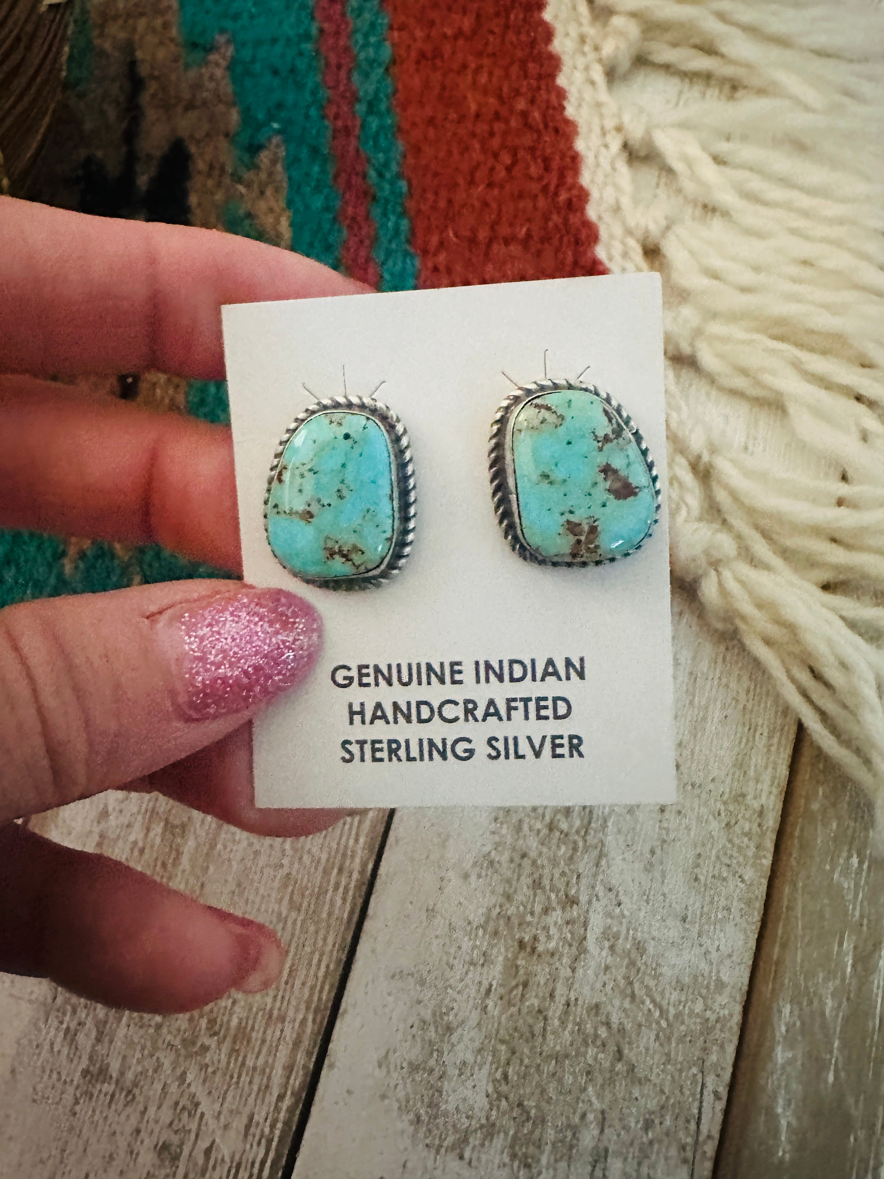 Navajo Sterling Silver & Turquoise Post Earrings