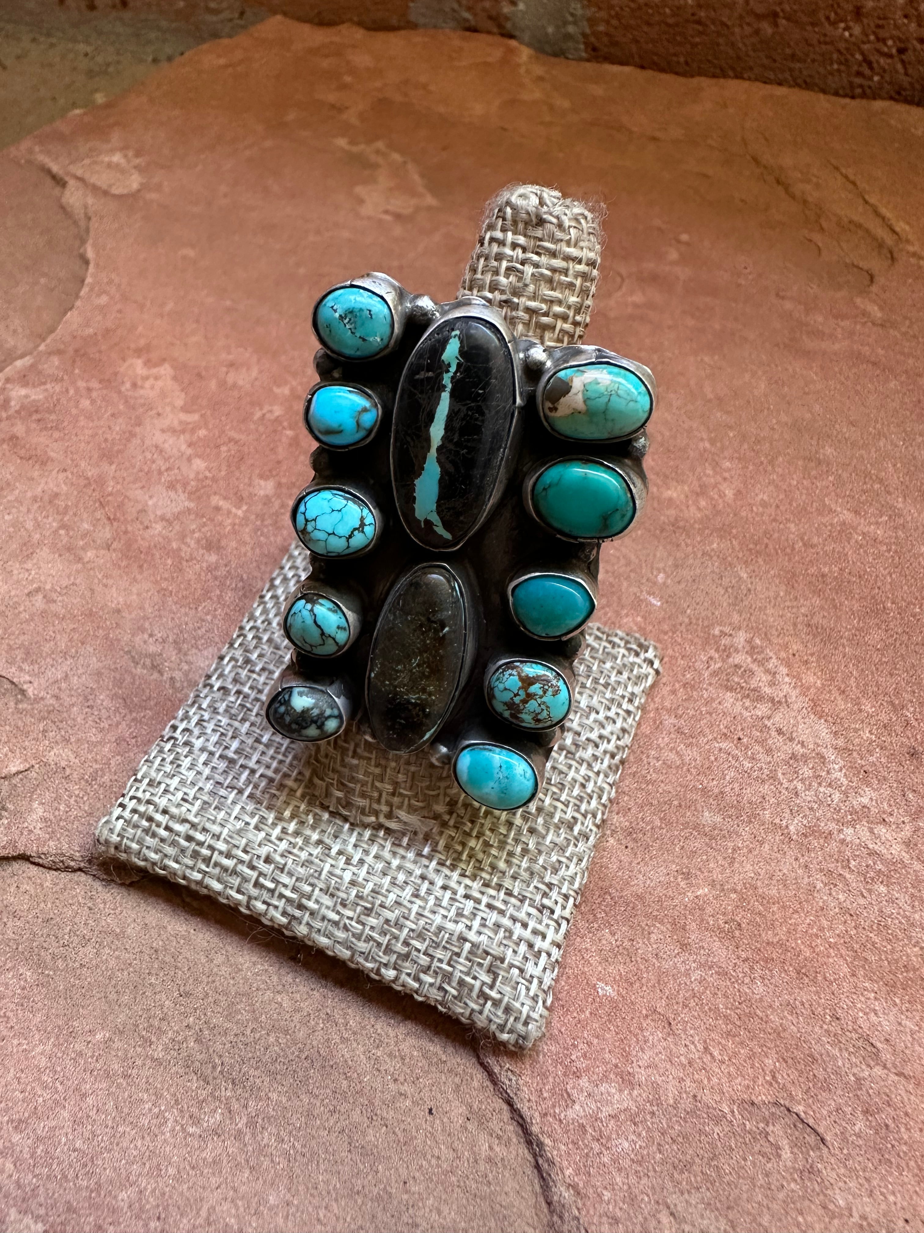 Navajo Turquoise & Sterling Silver Ring Size 7 Signed