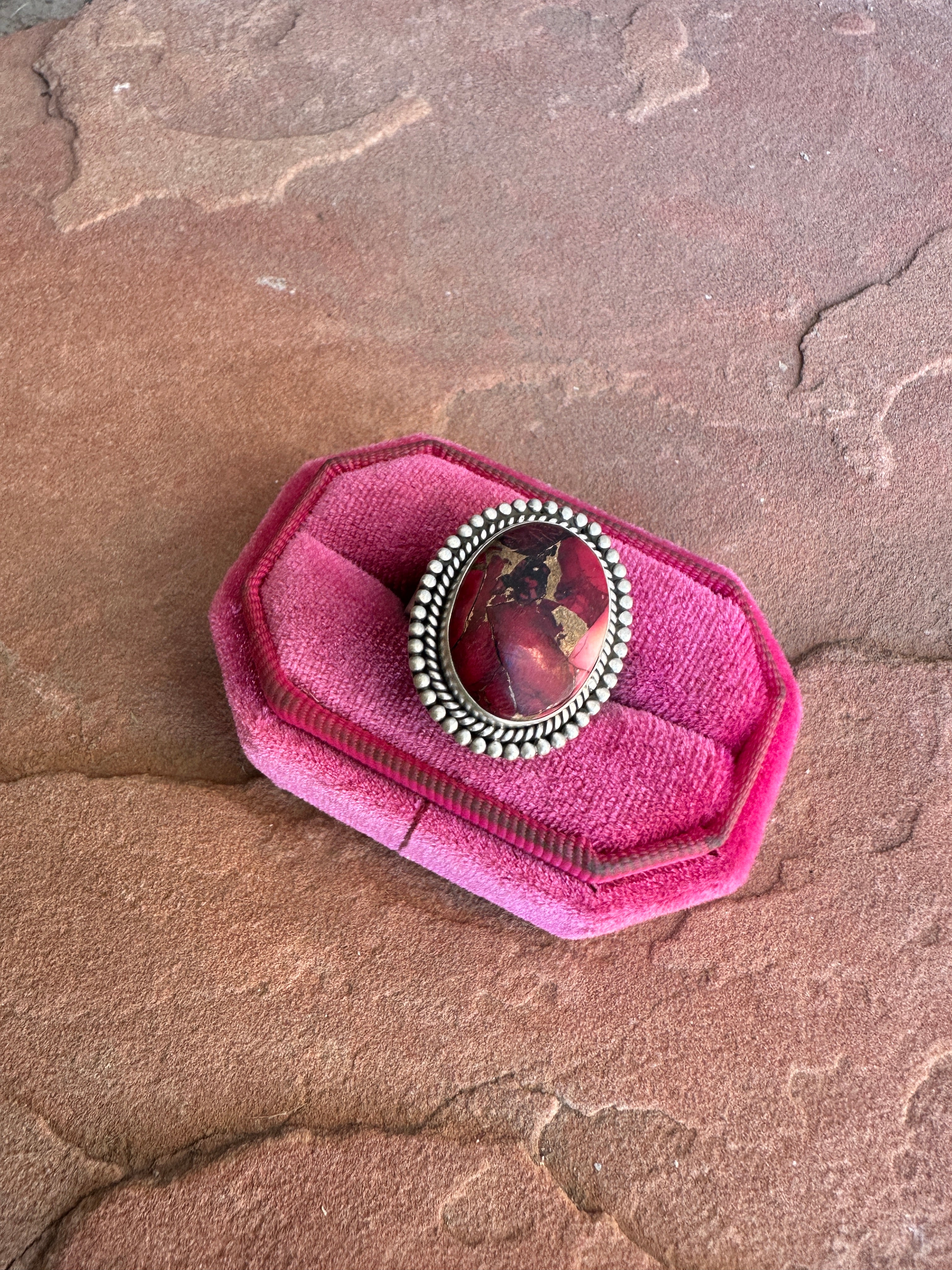 Beautiful Handmade Dahlia Rose And Sterling Silver Adjustable Oval  Ring