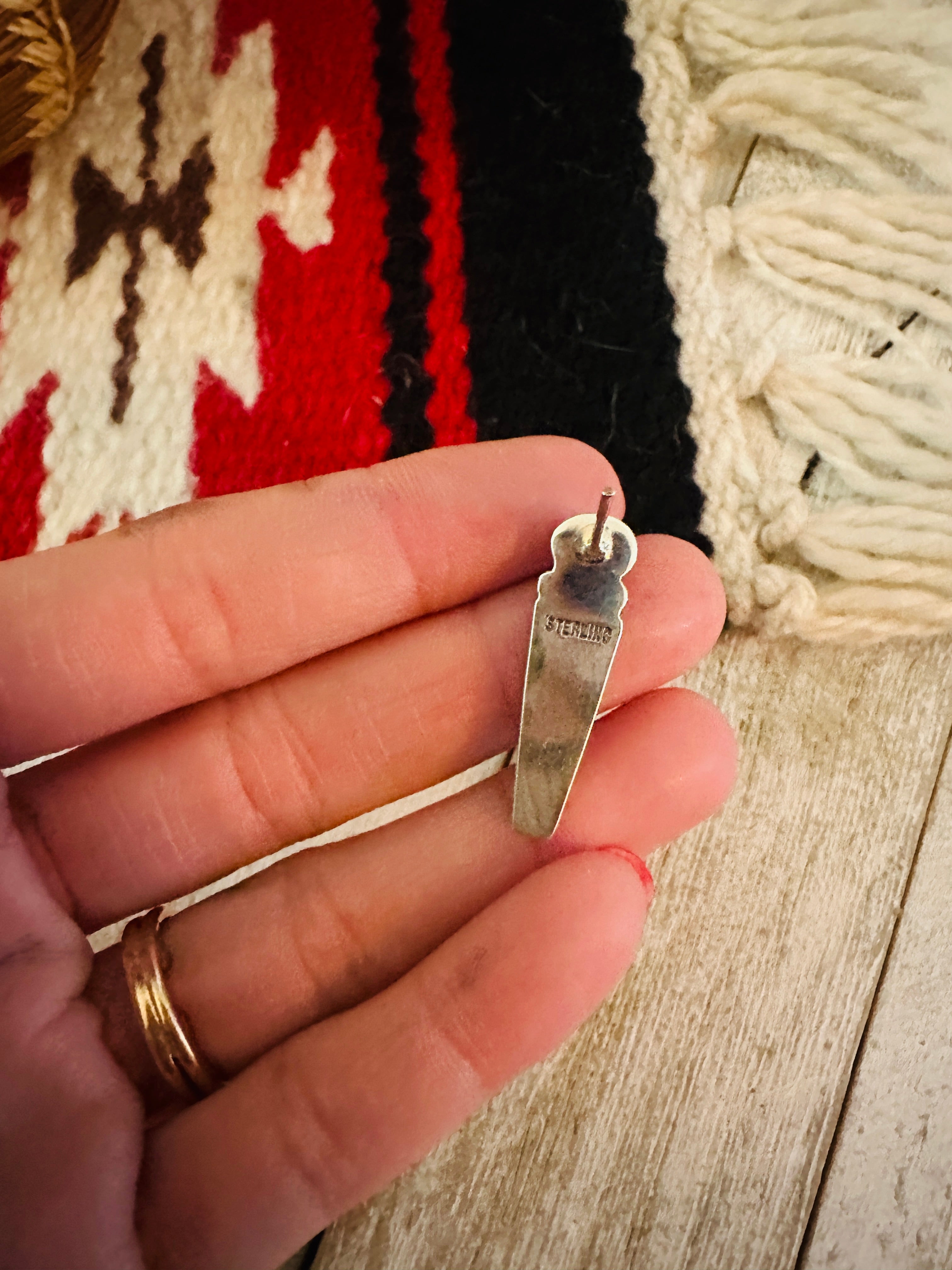 Navajo Opal & Sterling Silver Inlay Dangle Earrings