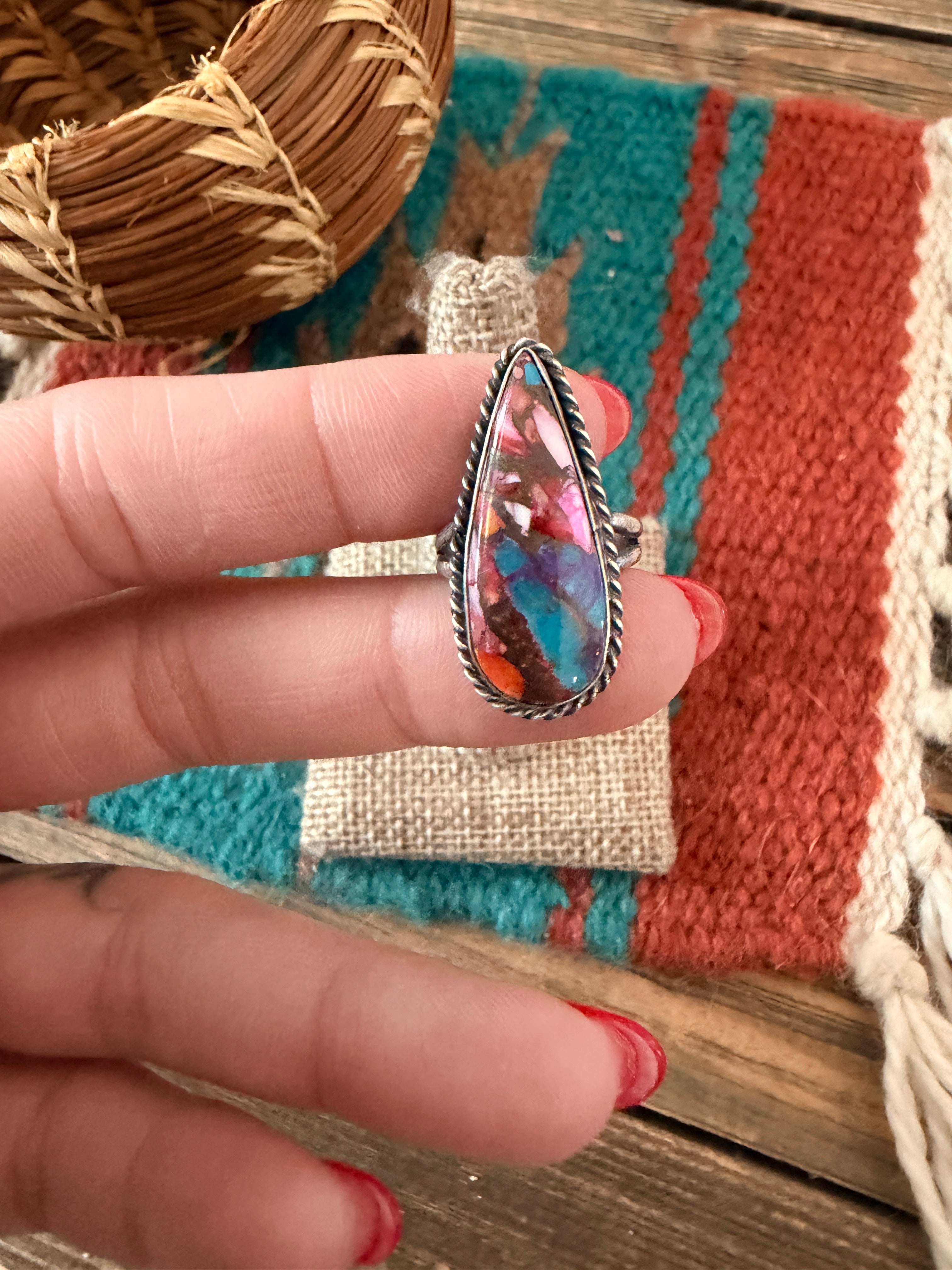 Handcrafted Pink Dream Mojave & Sterling Silver Ring Size 4.75