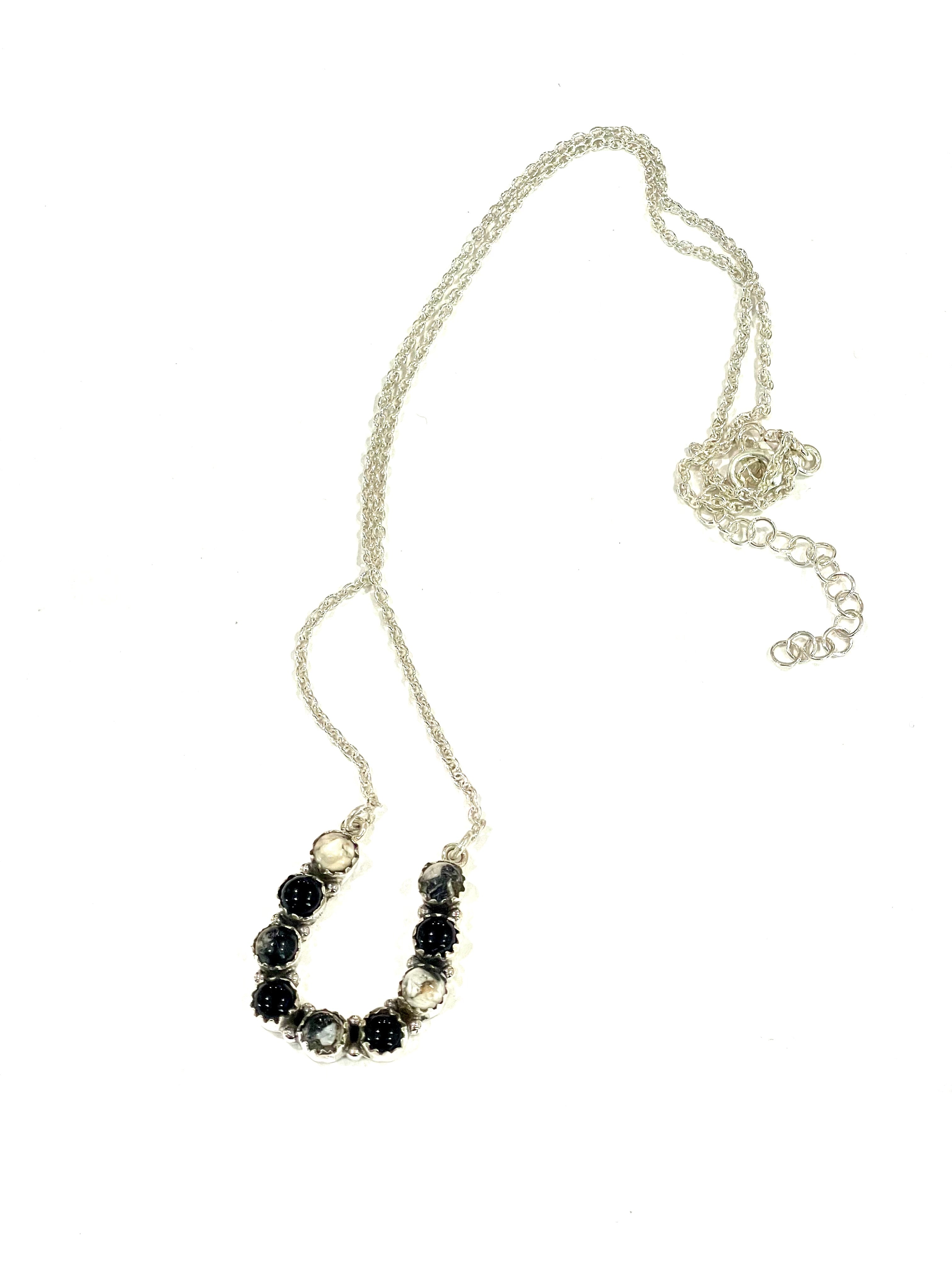 Handmade Sterling Silver & White Buffalo Horseshoe Necklace