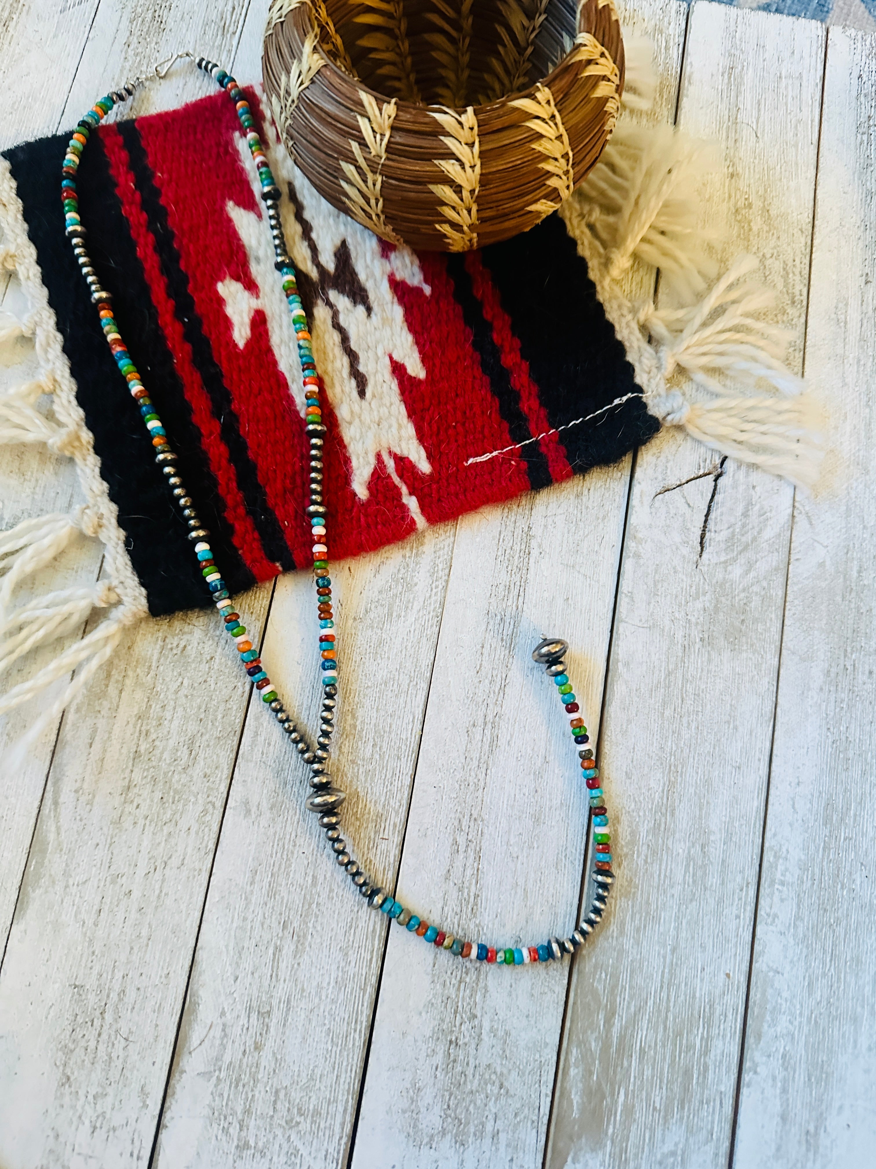 Navajo Multi Stone & Sterling store Silver Beaded Necklace