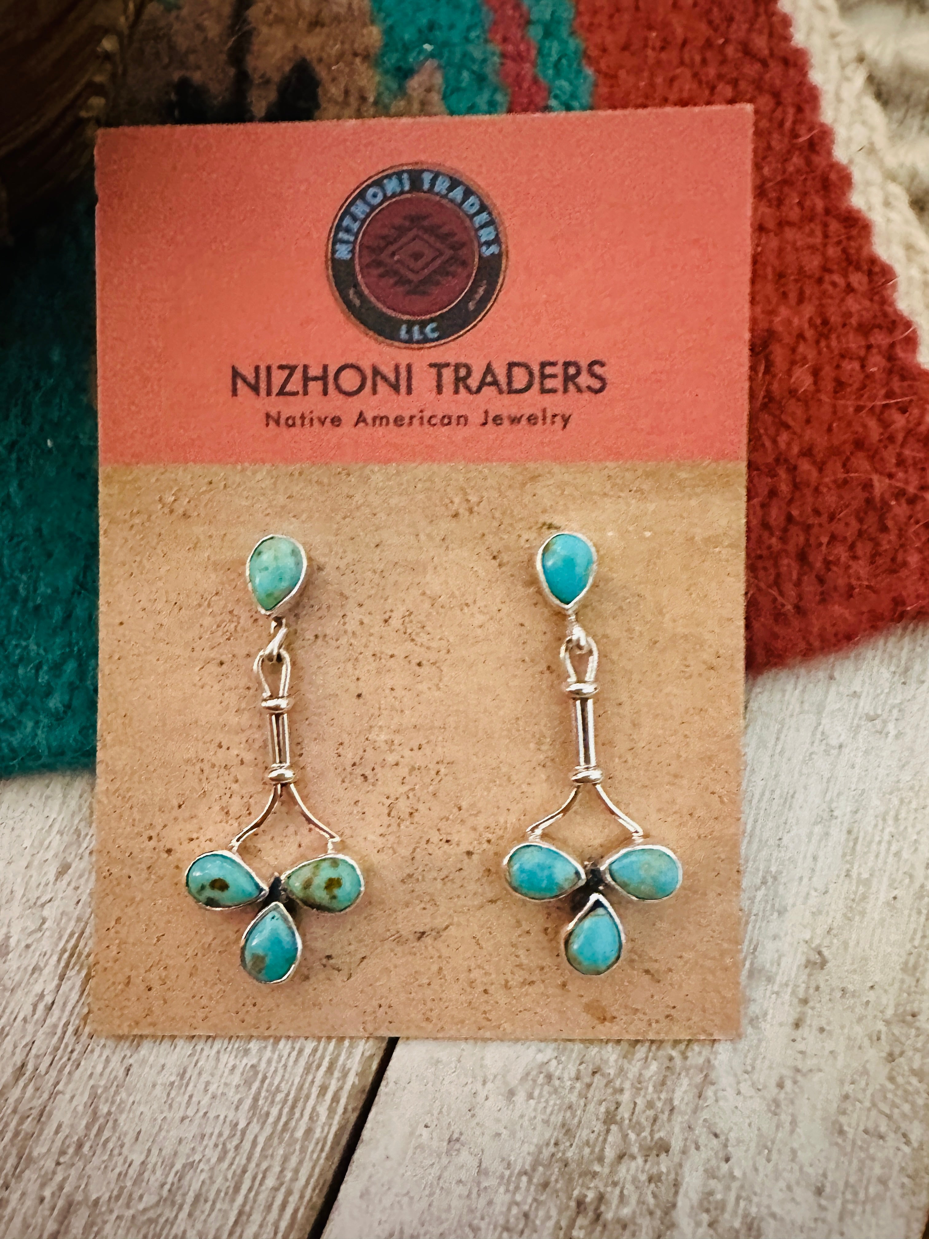 Navajo Sterling Silver & Turquoise Dangle Earrings