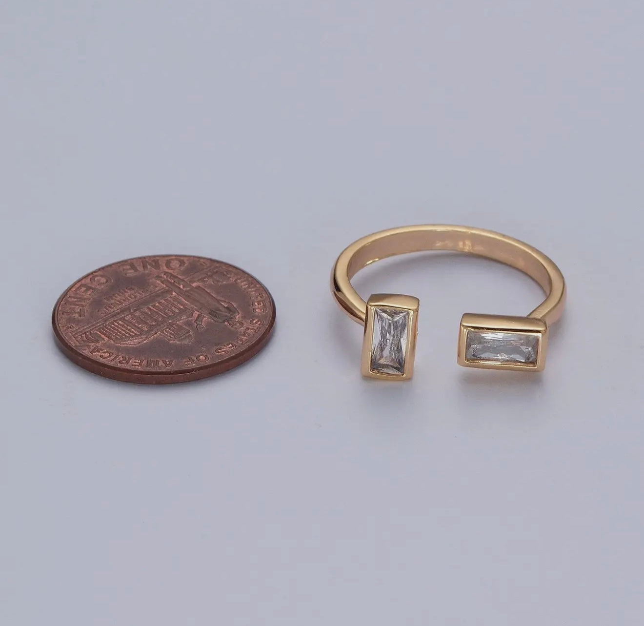 “The Golden Collection” Handmade Gold Plated 2 Stone CZ Adjustable Ring