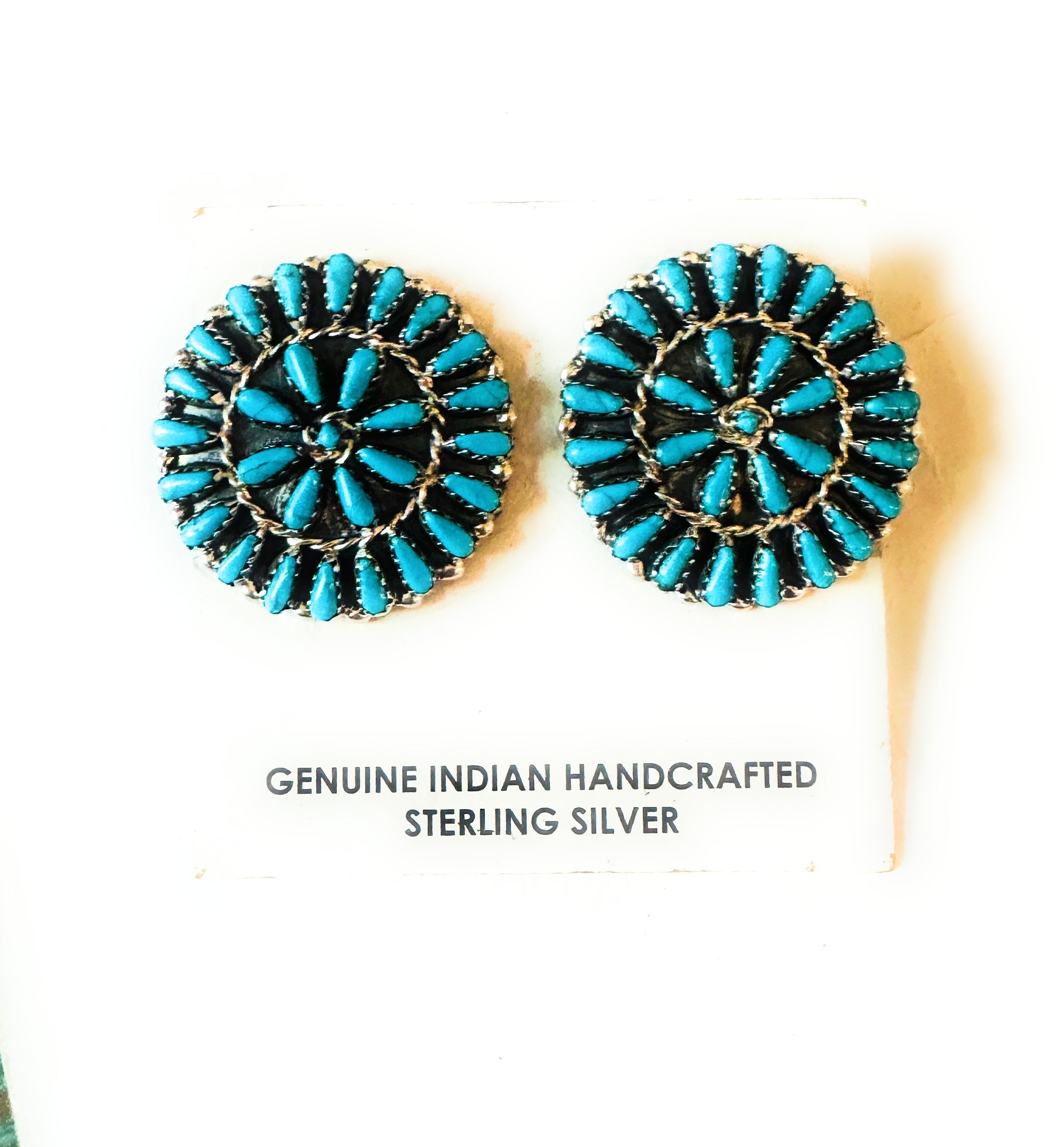 Navajo Sterling Silver & Turquoise Cluster Post Earrings