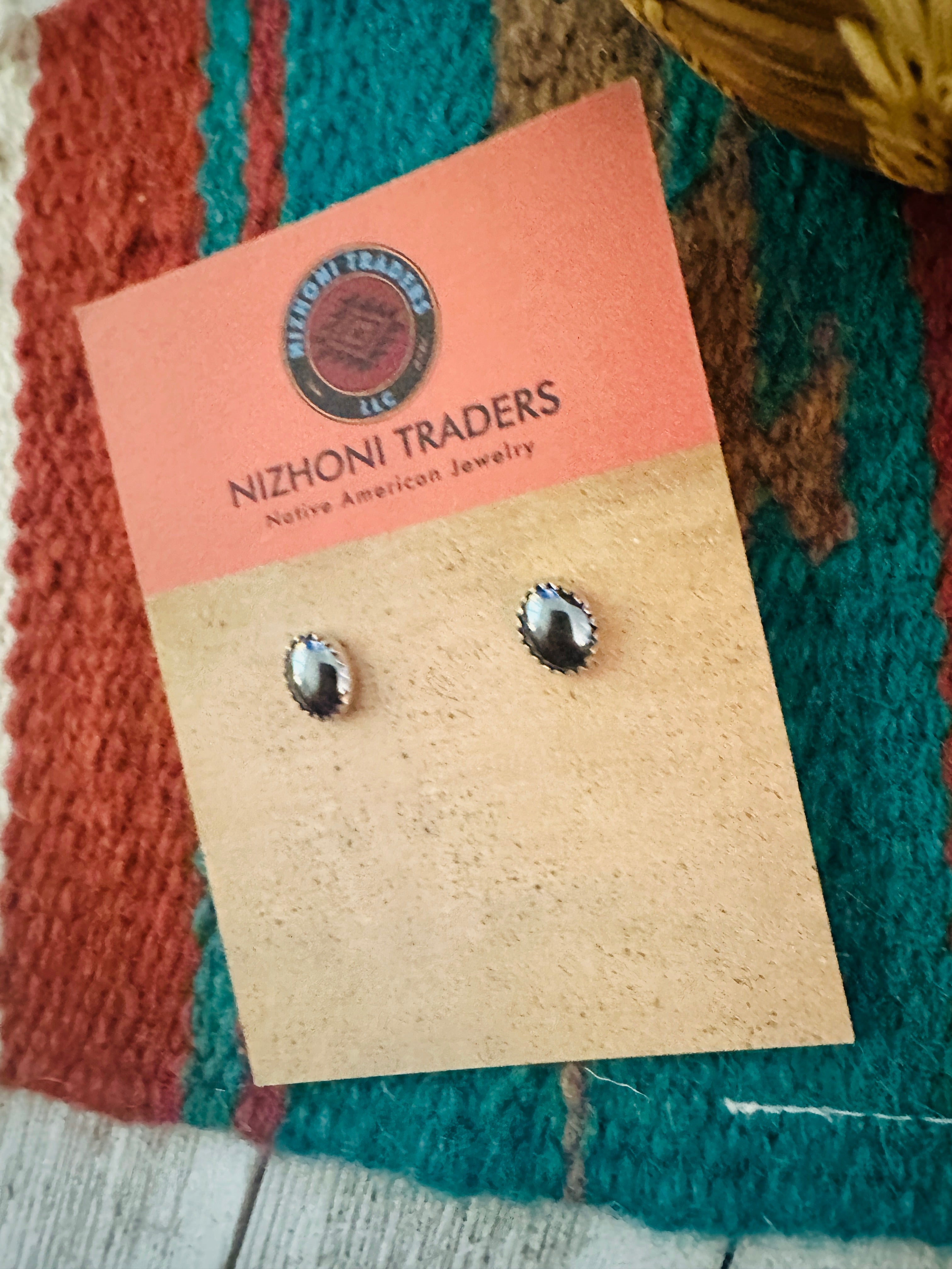 Navajo Hematite and Sterling Silver Stud Earrings