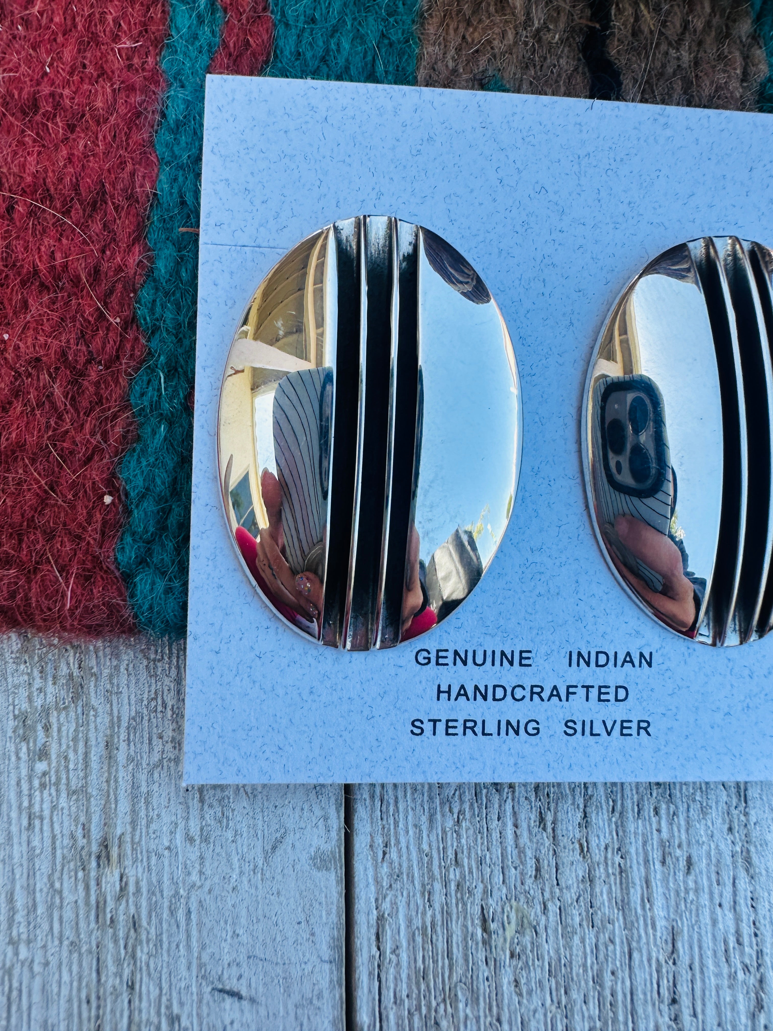 Handcrafted Hand Stamped Sterling Silver Post Earrings