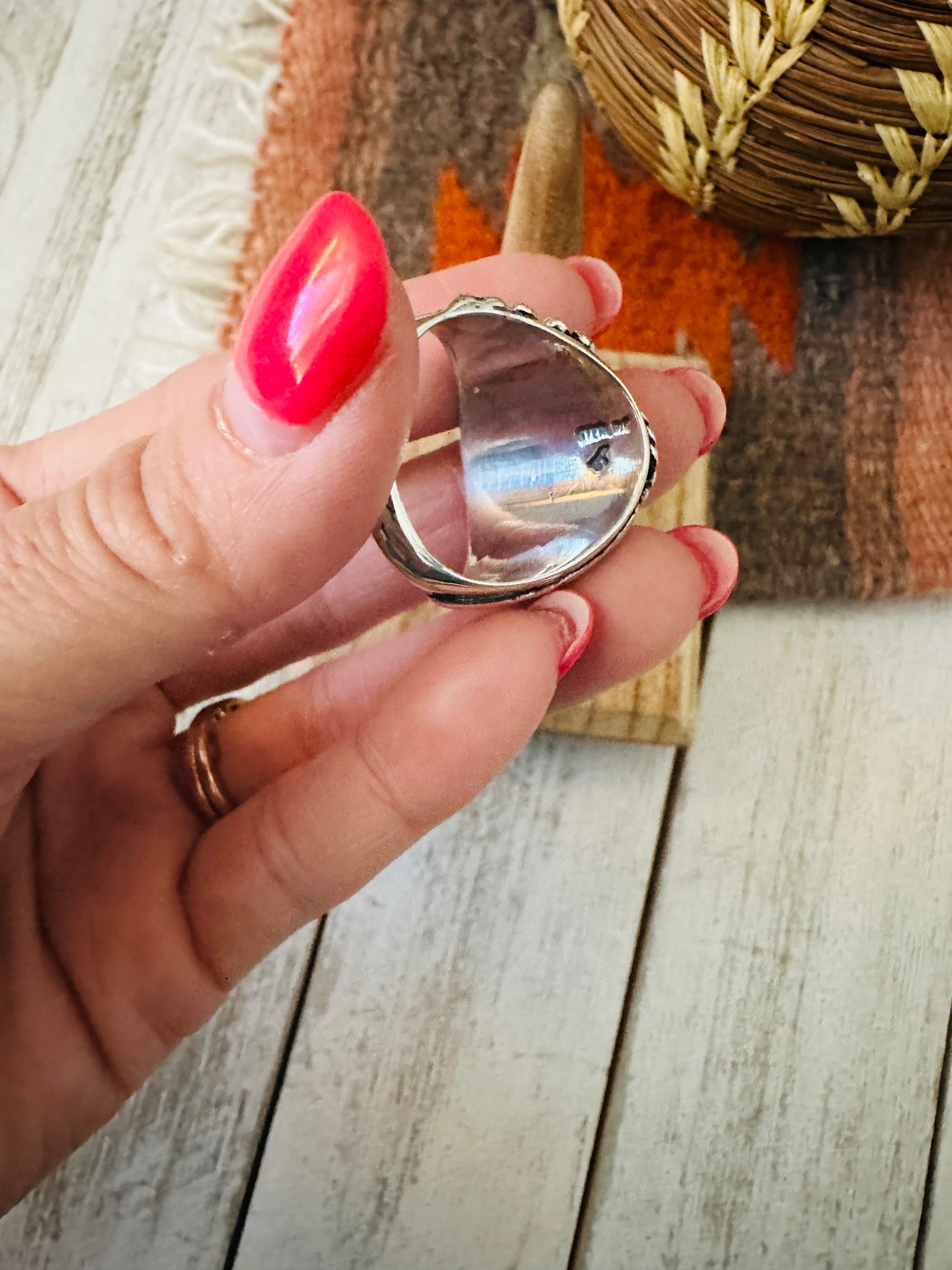 Navajo Turquoise & Sterling Silver Ring Size 11.5