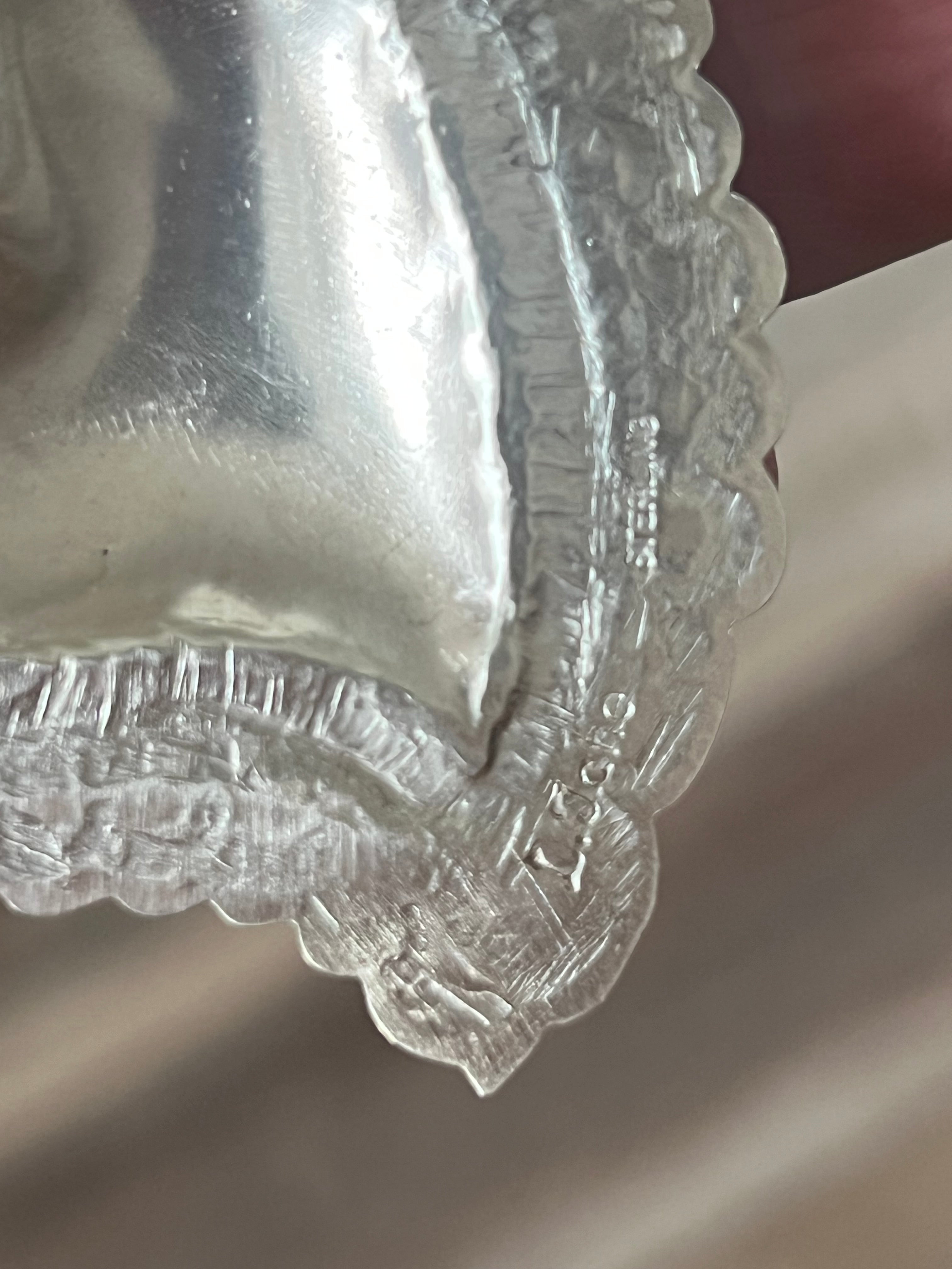 Handcrafted Sterling Silver Stamped Repousse Heart Earrings by Leander Tahe, AH2