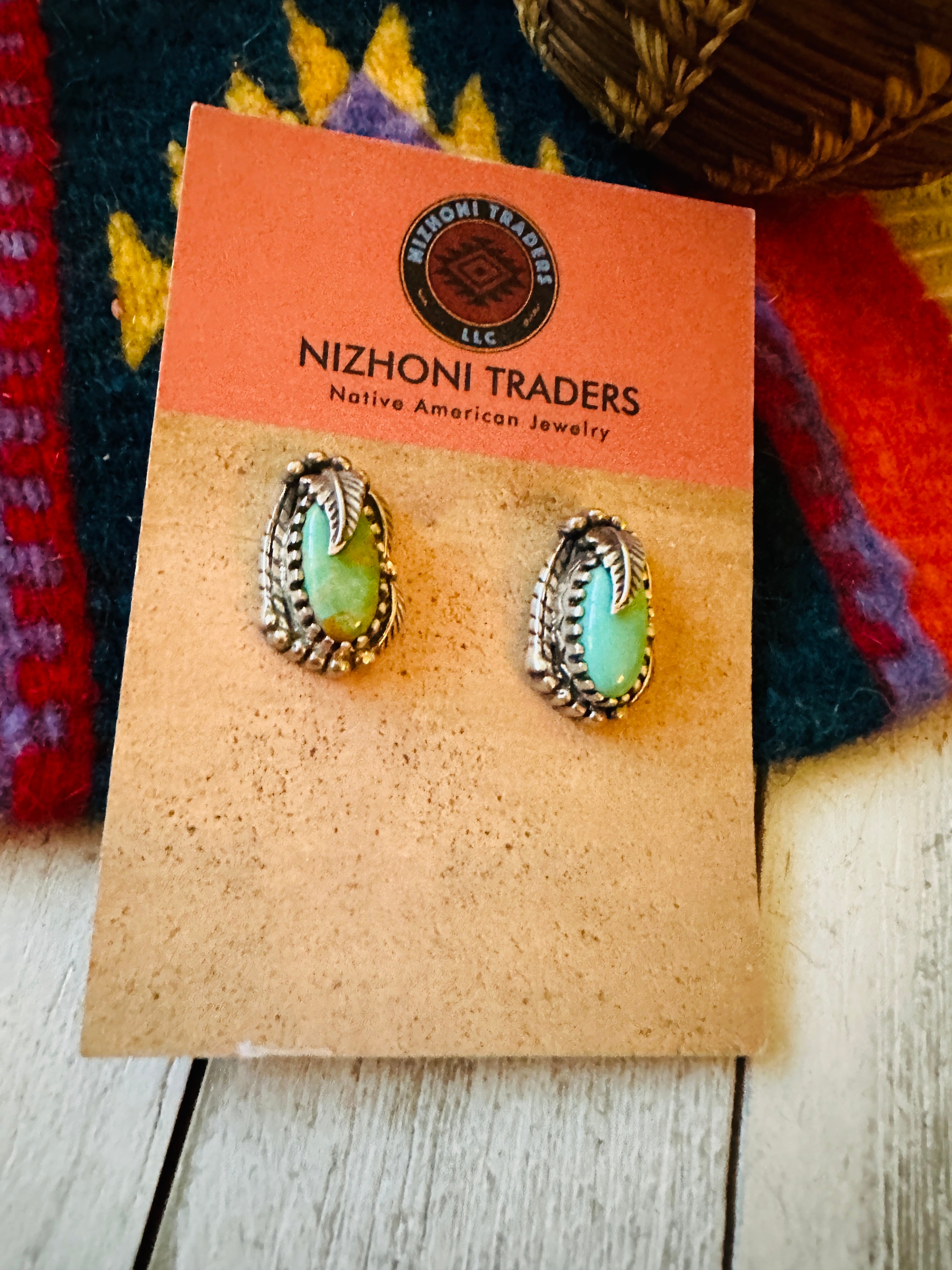 Navajo Turquoise and Sterling Silver Stud Earrings