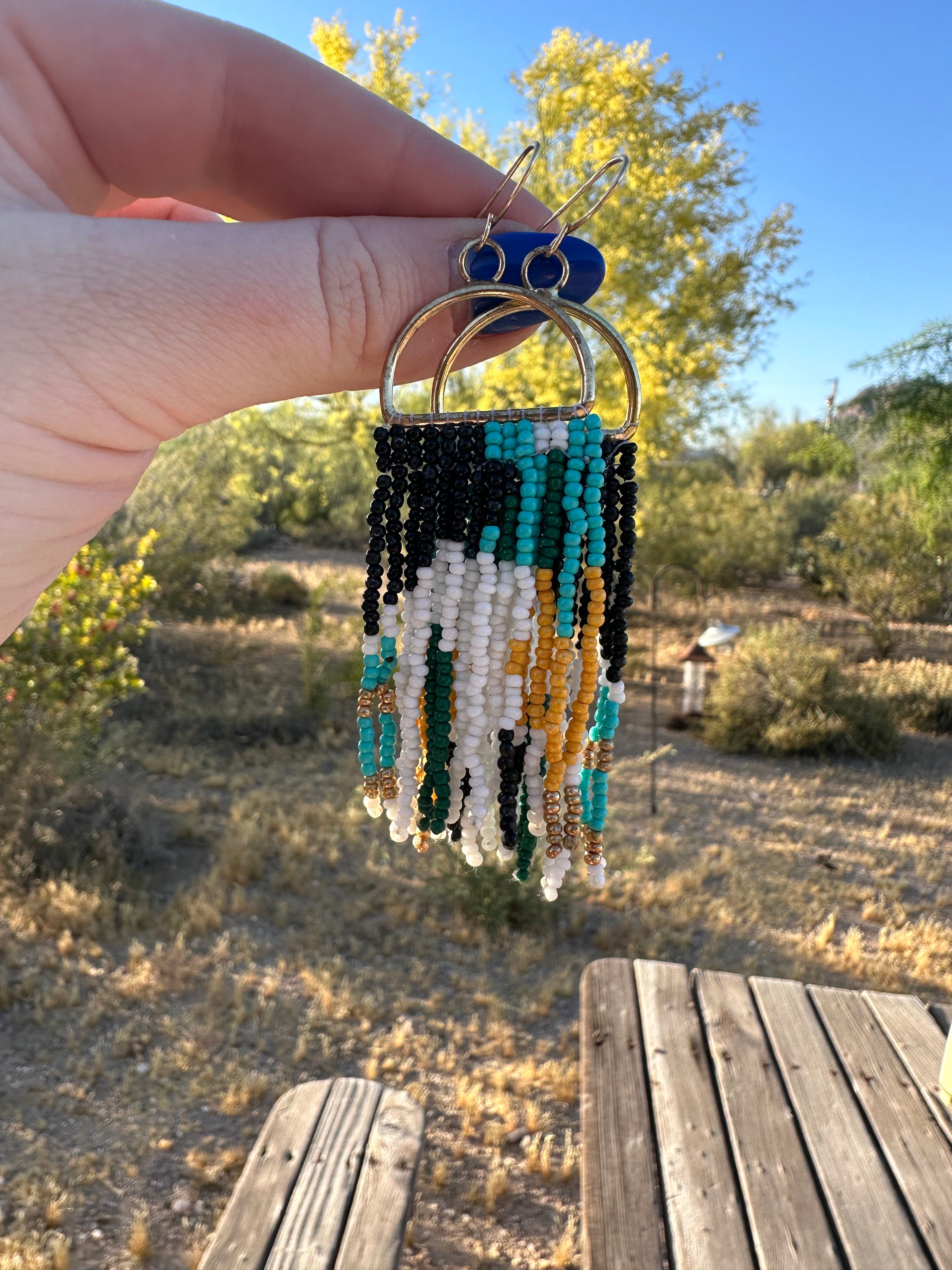 “The Golden Collection” Desert Bloom Handmade Multi Color Beaded Earrings