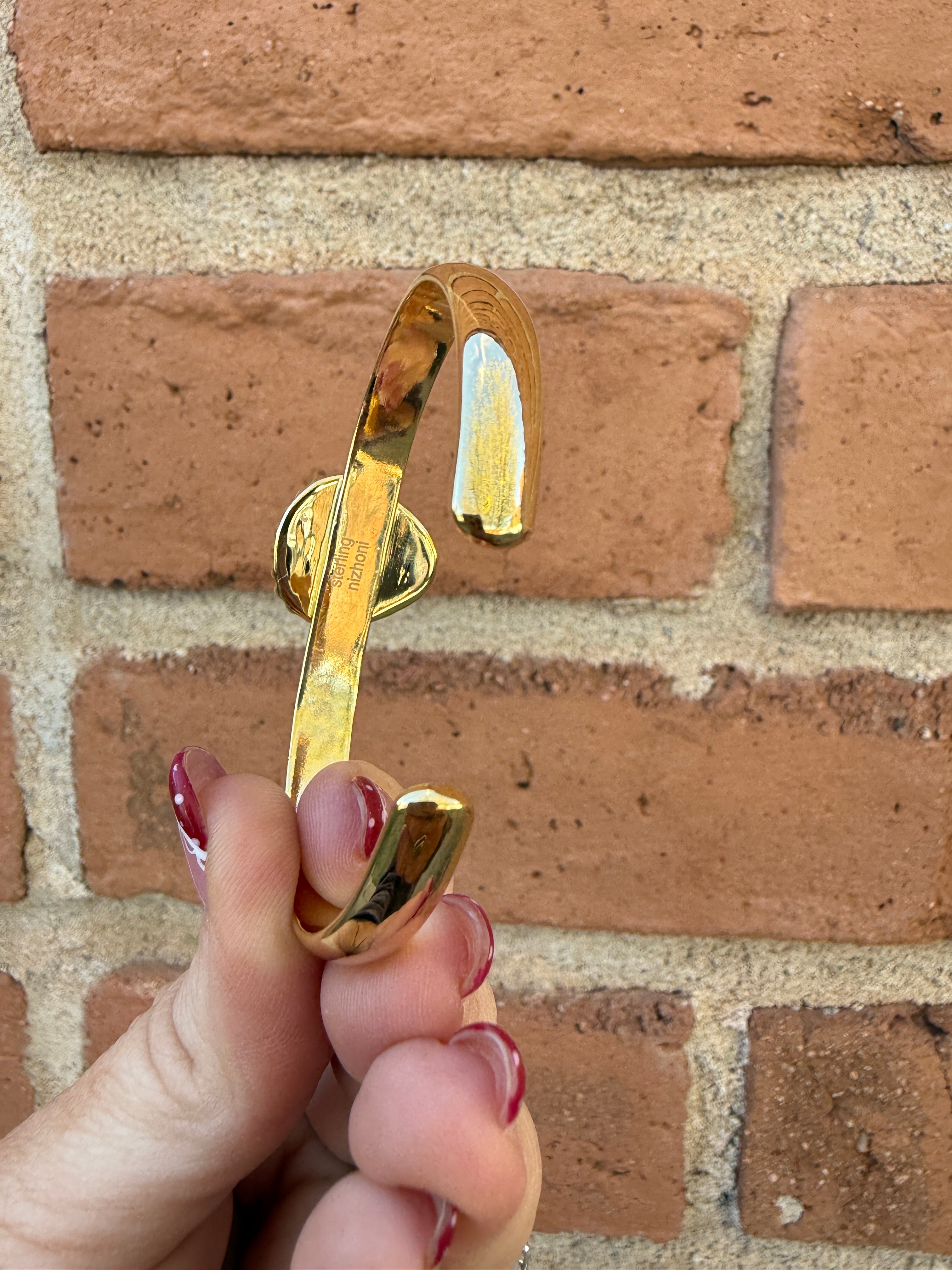 “The Golden Collection” Handmade Gold Plated Sterling Silver Natural Sonoran Mountain Turquoise Bracelet style 6