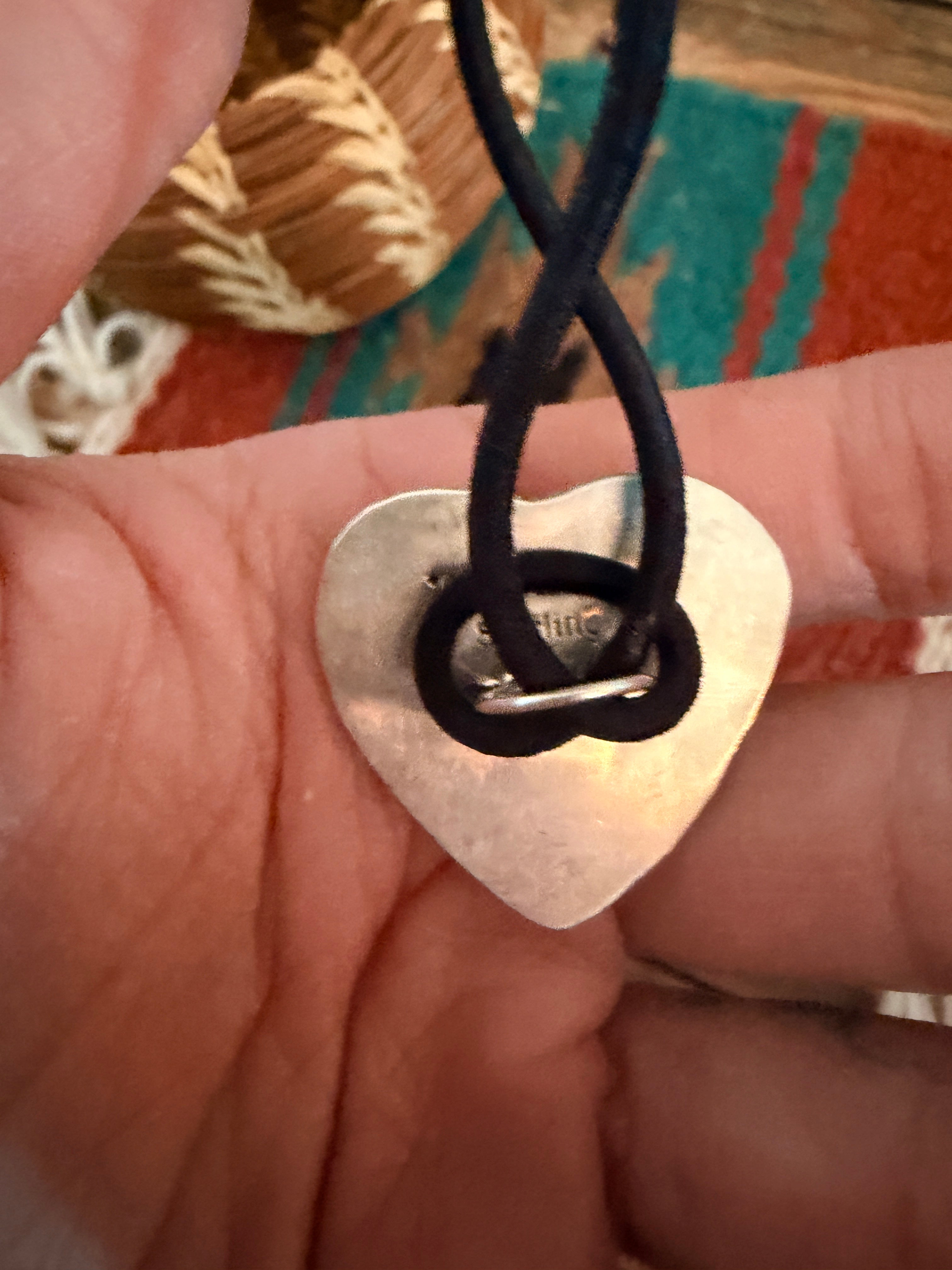 Handcrafted Pink Dream Mojave & Sterling Silver Heart Hair Tie Charm