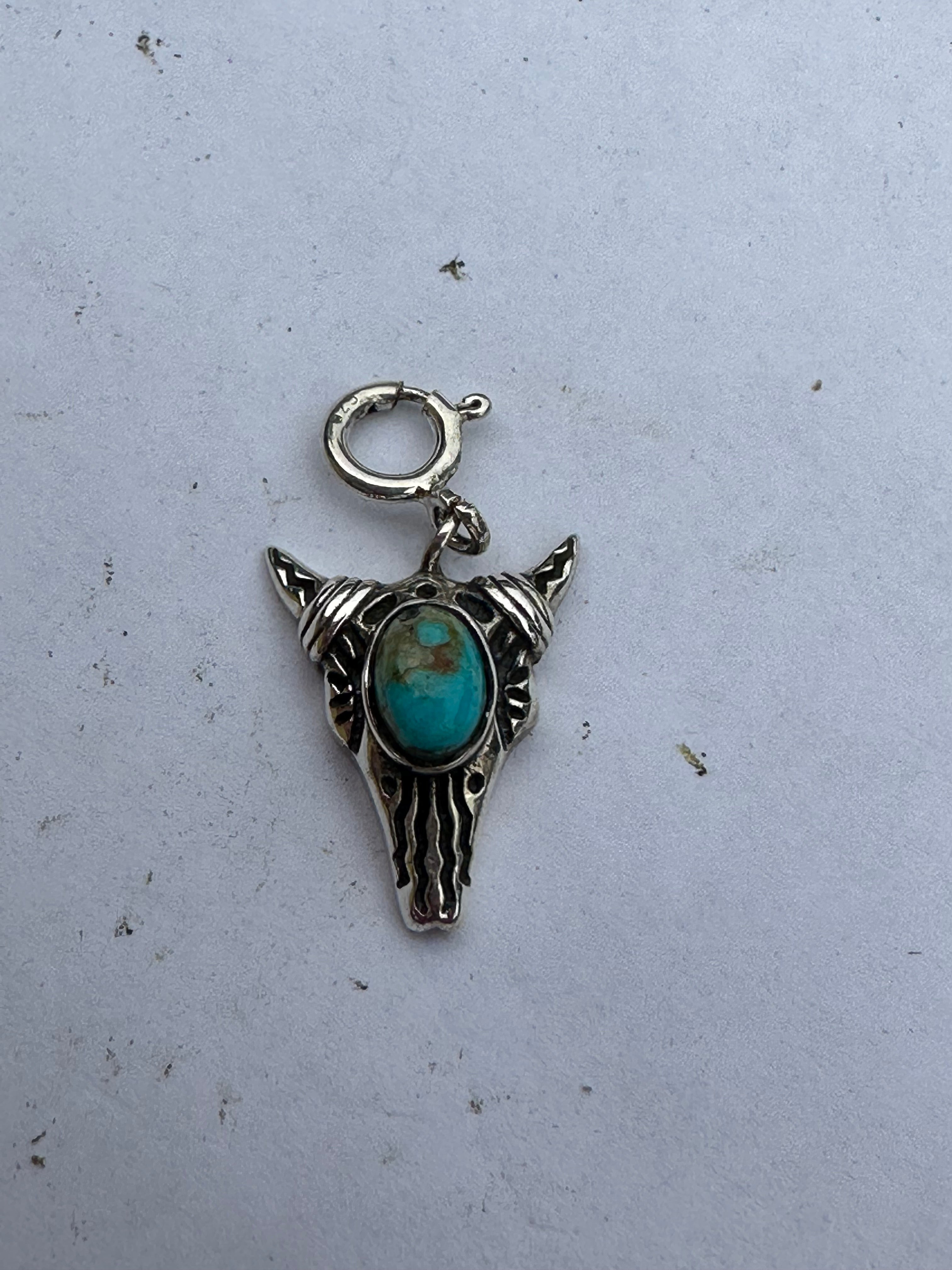 Sterling Silver and Turquoise Steer Head Charm