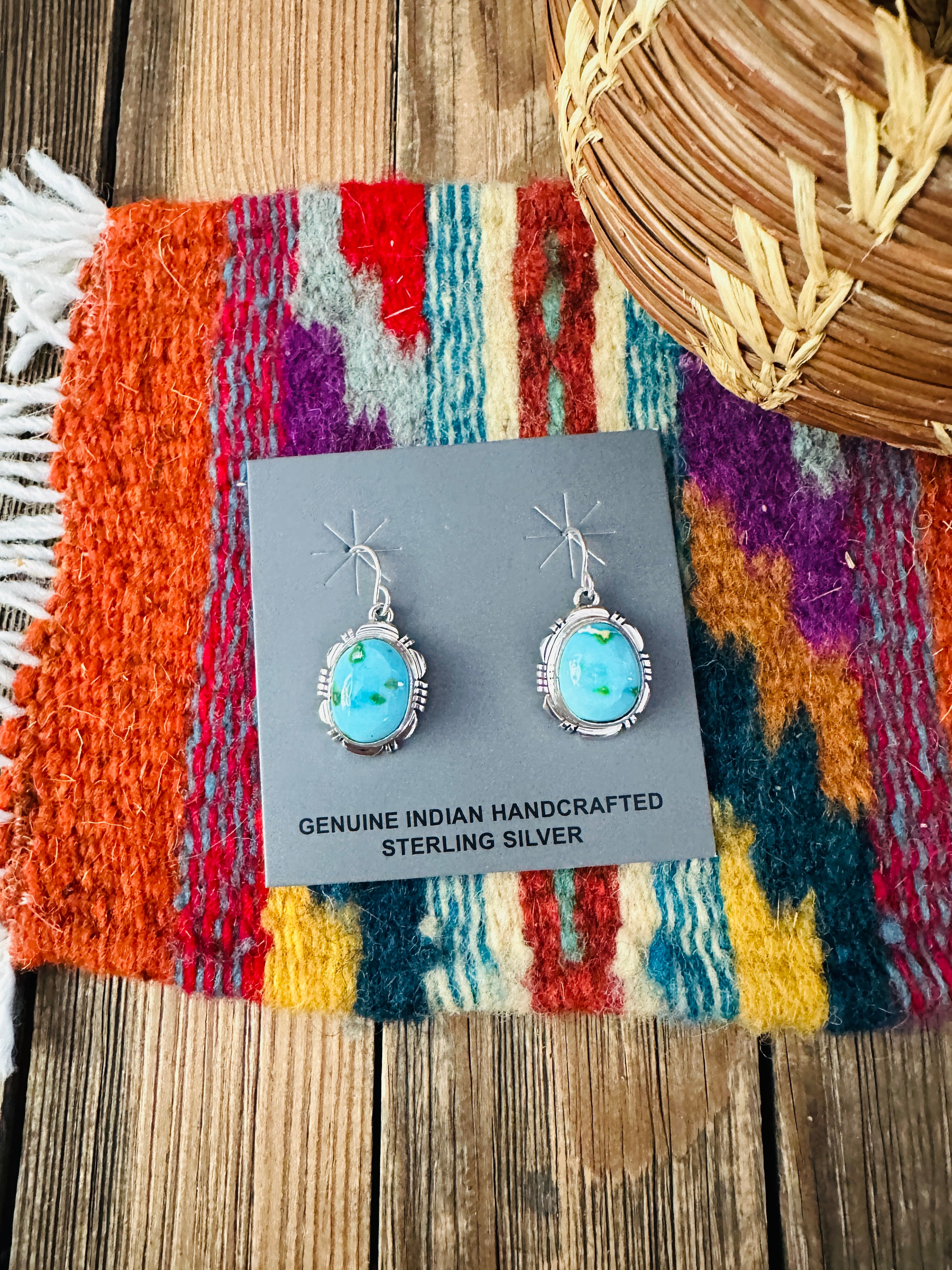 Handcrafted Sonoran Mountain Turquoise & Sterling Silver Dangle Earrings