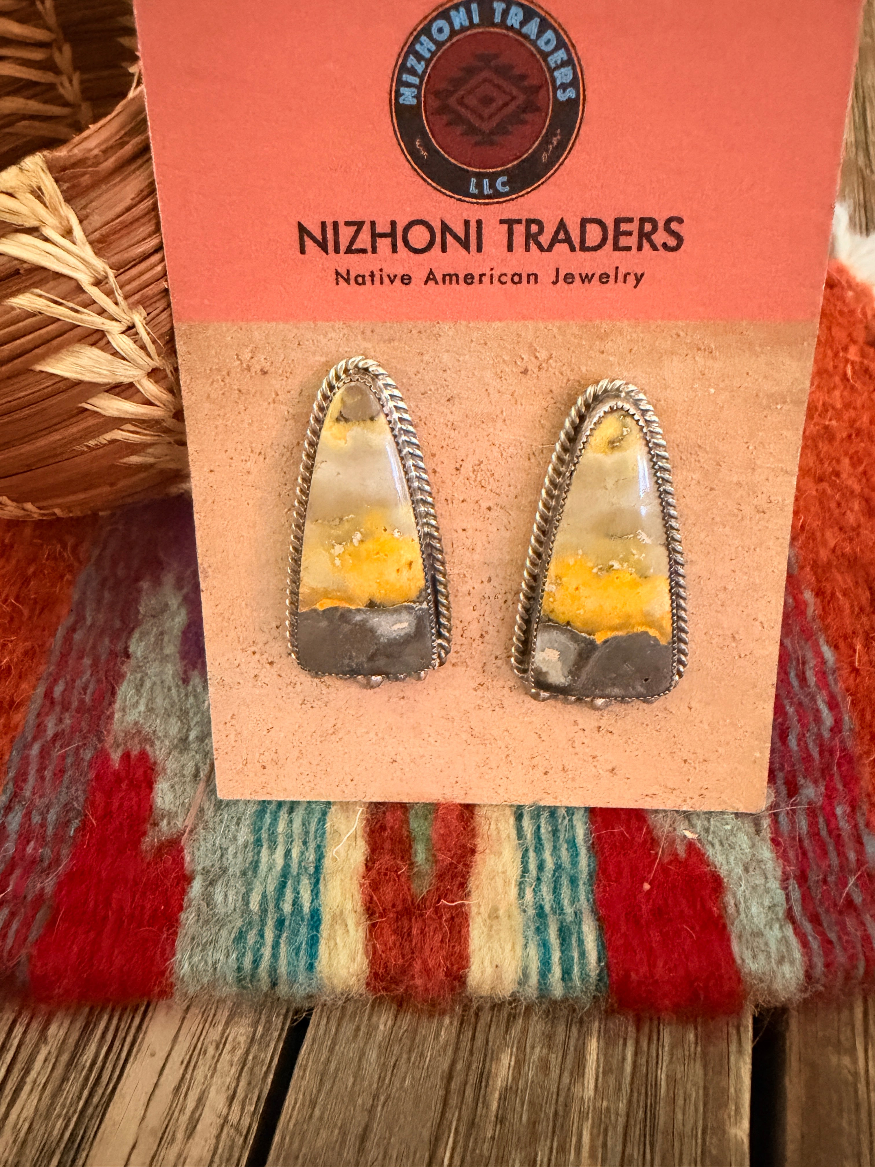 Handcrafted Bumblebee & Sterling Silver Post Earrings