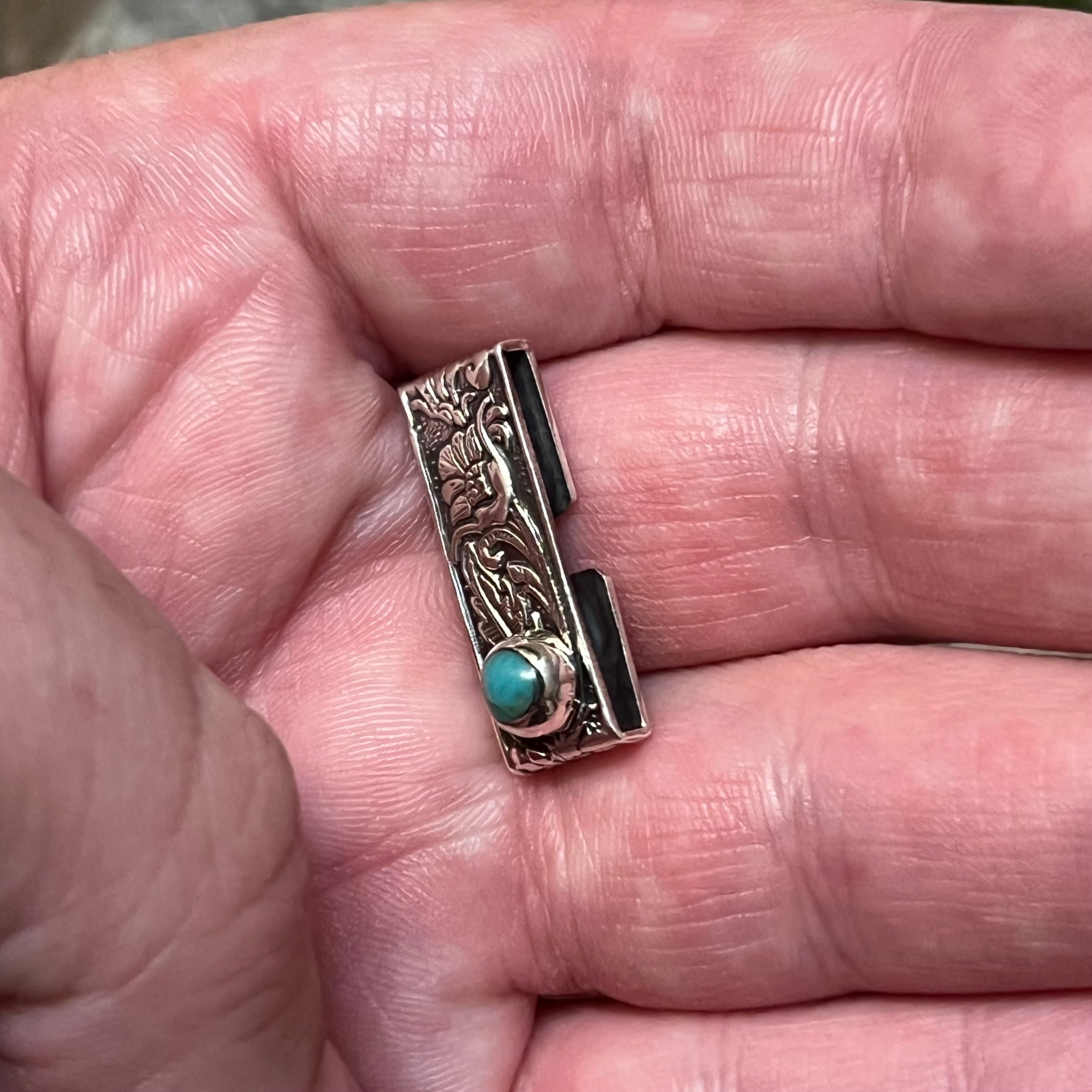 Handmade Etched Sterling Silver & Turquoise Watch Charms