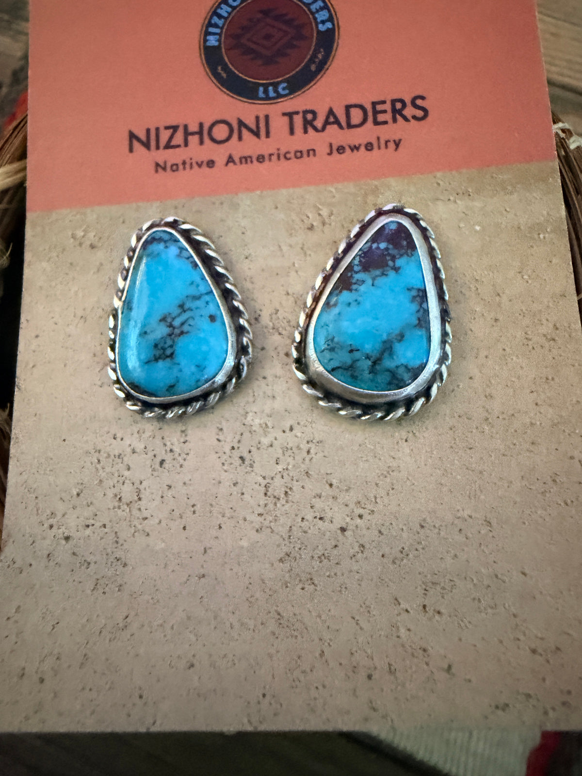Handcrafted Turquoise & Sterling Silver Post Earrings