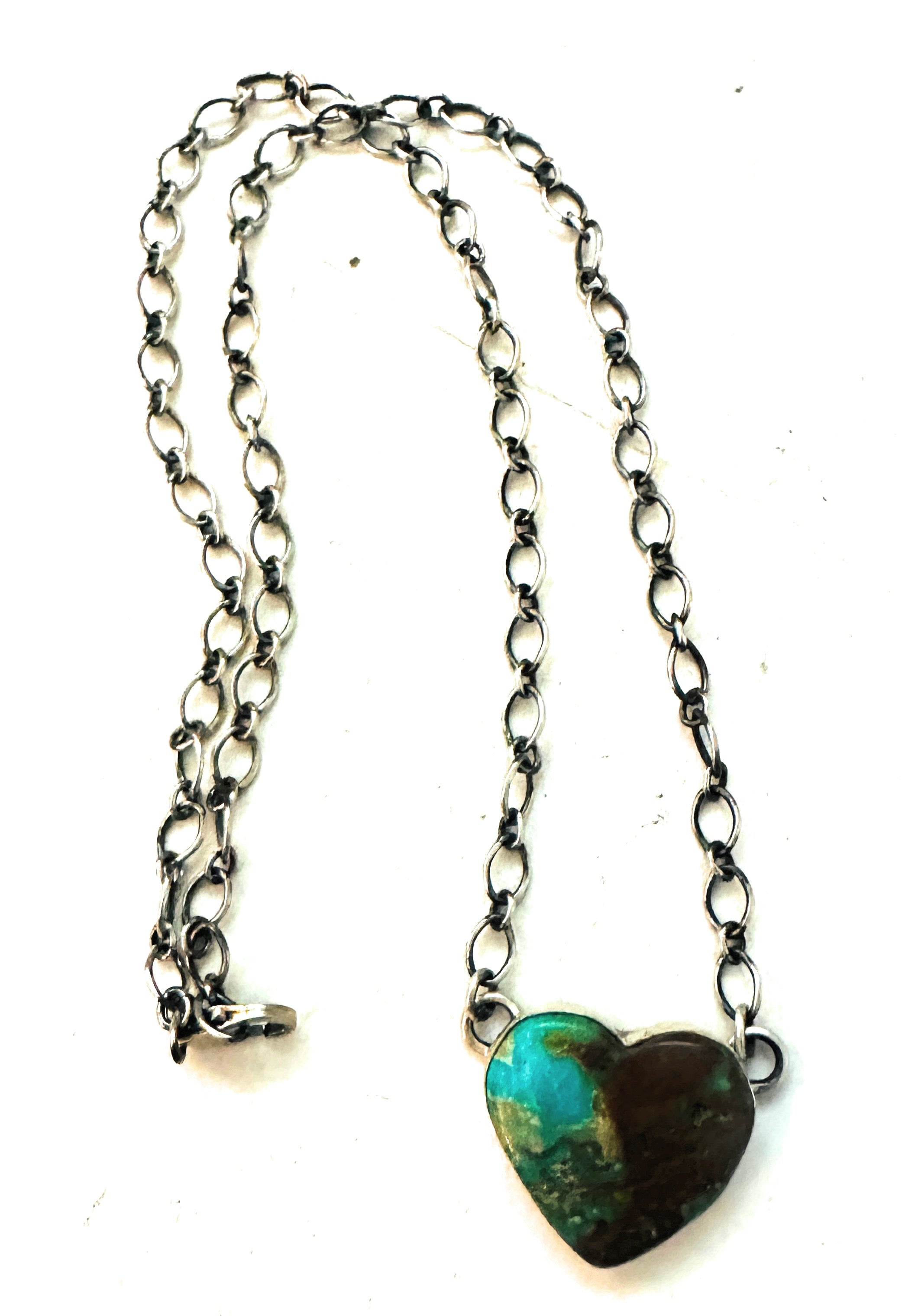 Navajo Sterling Silver & Royston Turquoise Heart Necklace