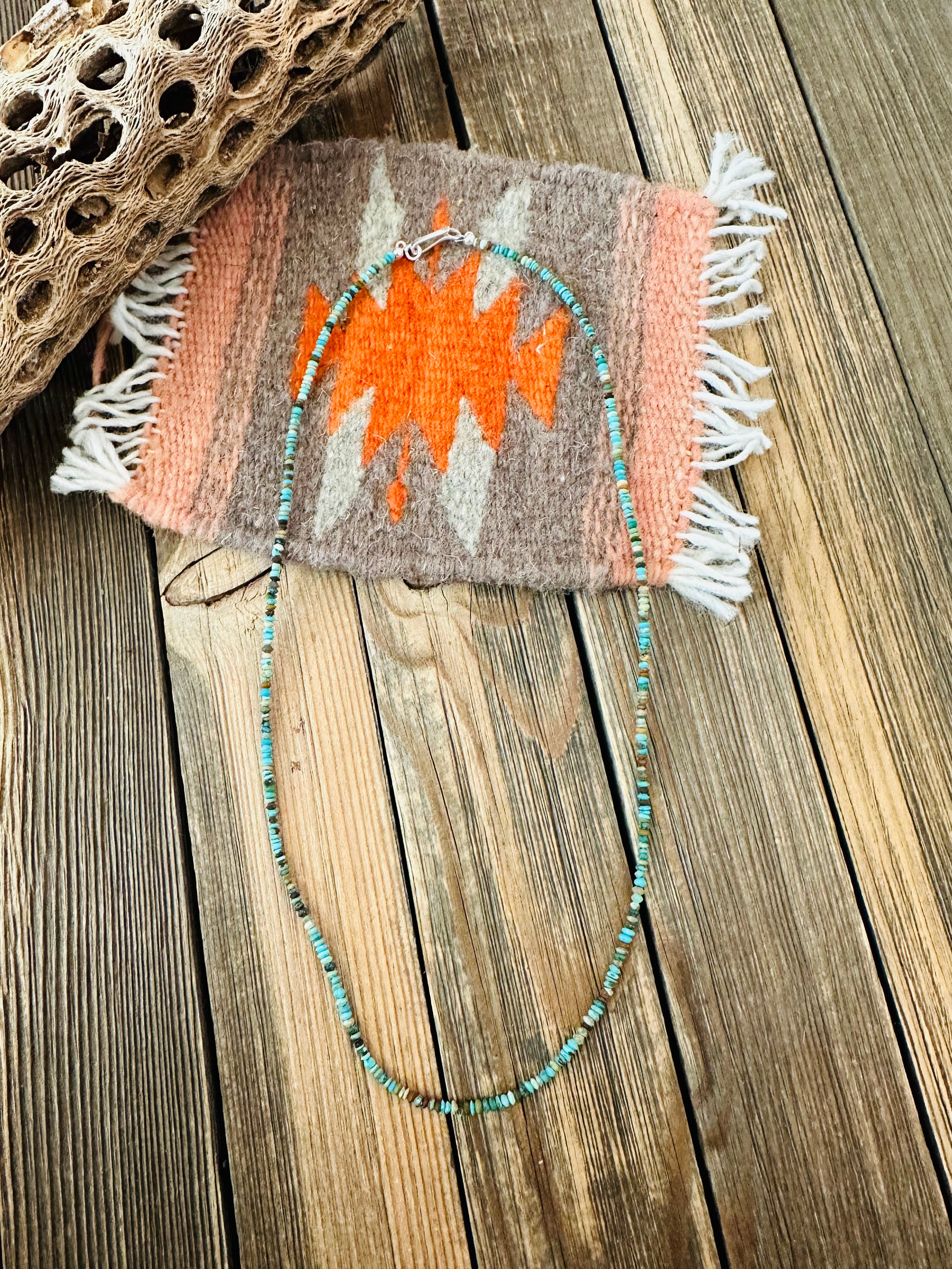 Handcrafted Turquoise and Sterling Silver Beaded Necklace