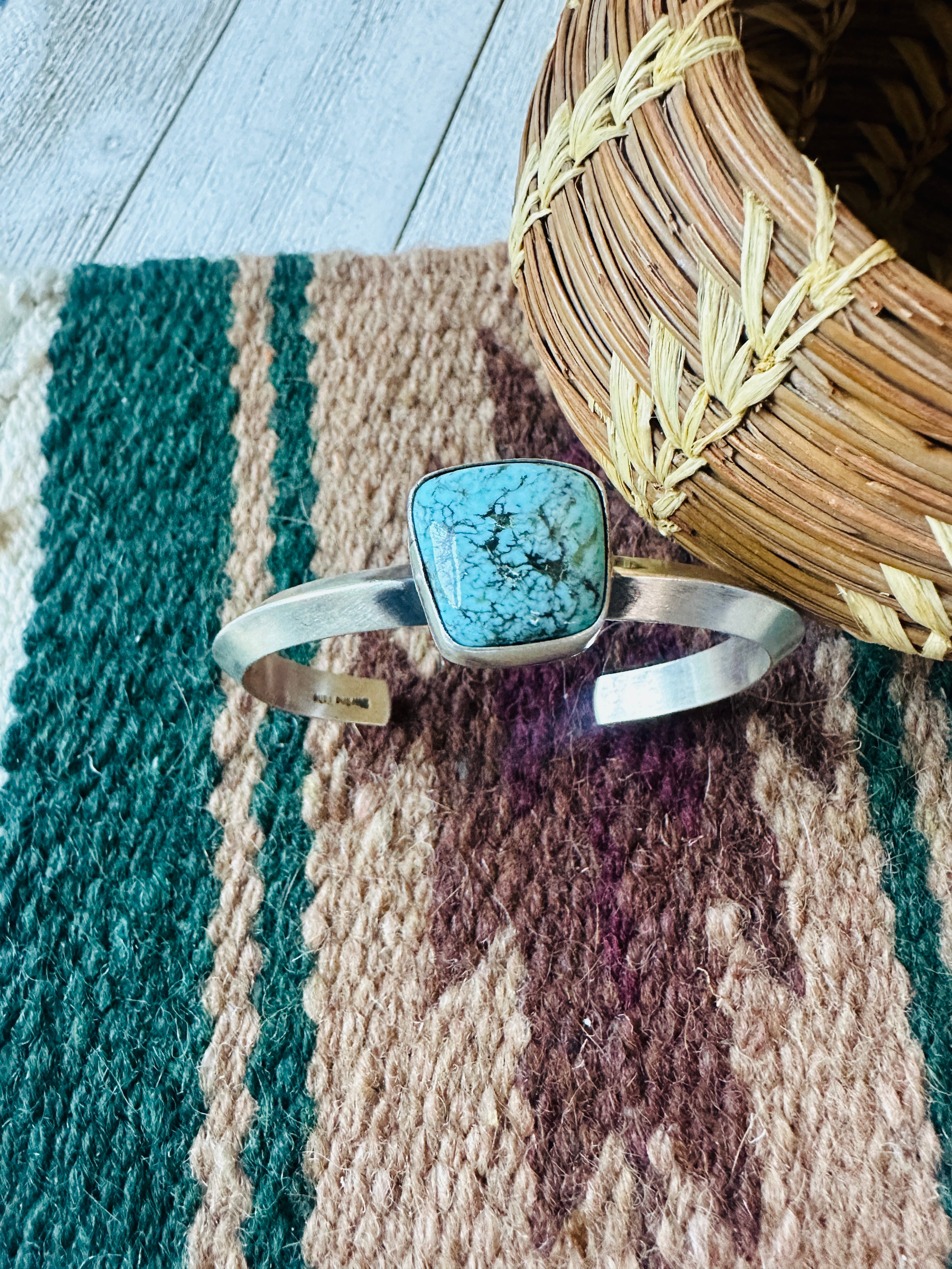 Navajo Sterling Silver & Turquoise Cuff Bracelet