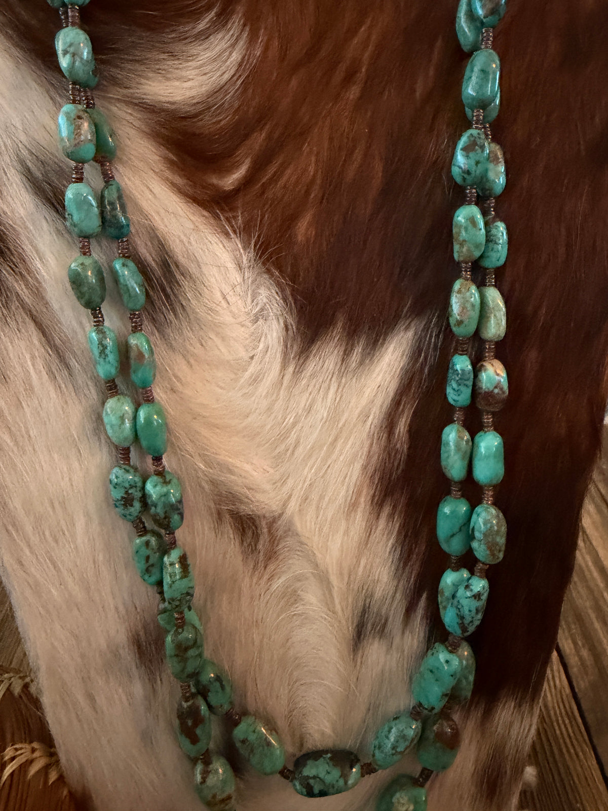 Old Pawn Handcrafted Turquoise Double-Strand Beaded 28” Necklace