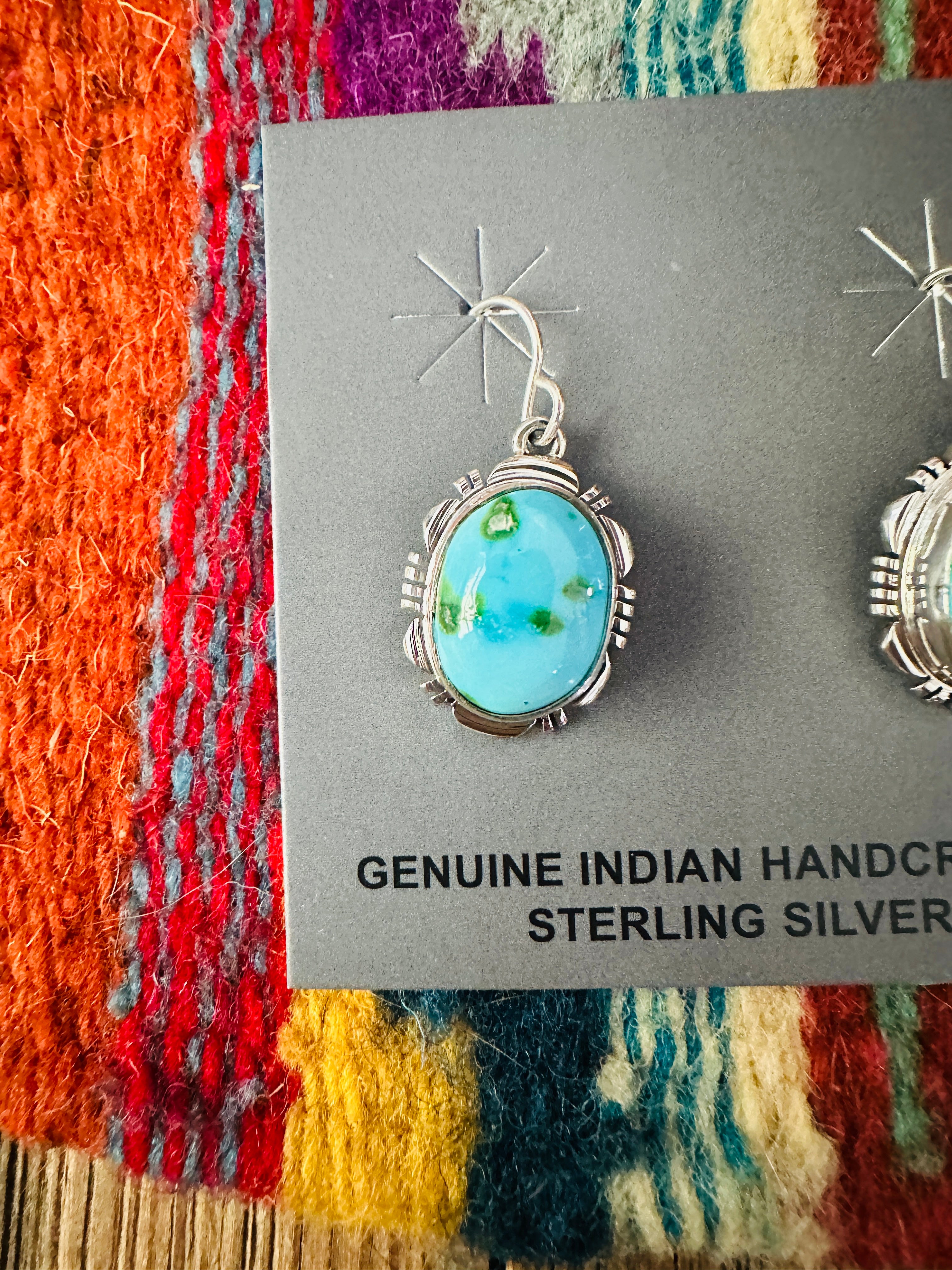 Handcrafted Sonoran Mountain Turquoise & Sterling Silver Dangle Earrings