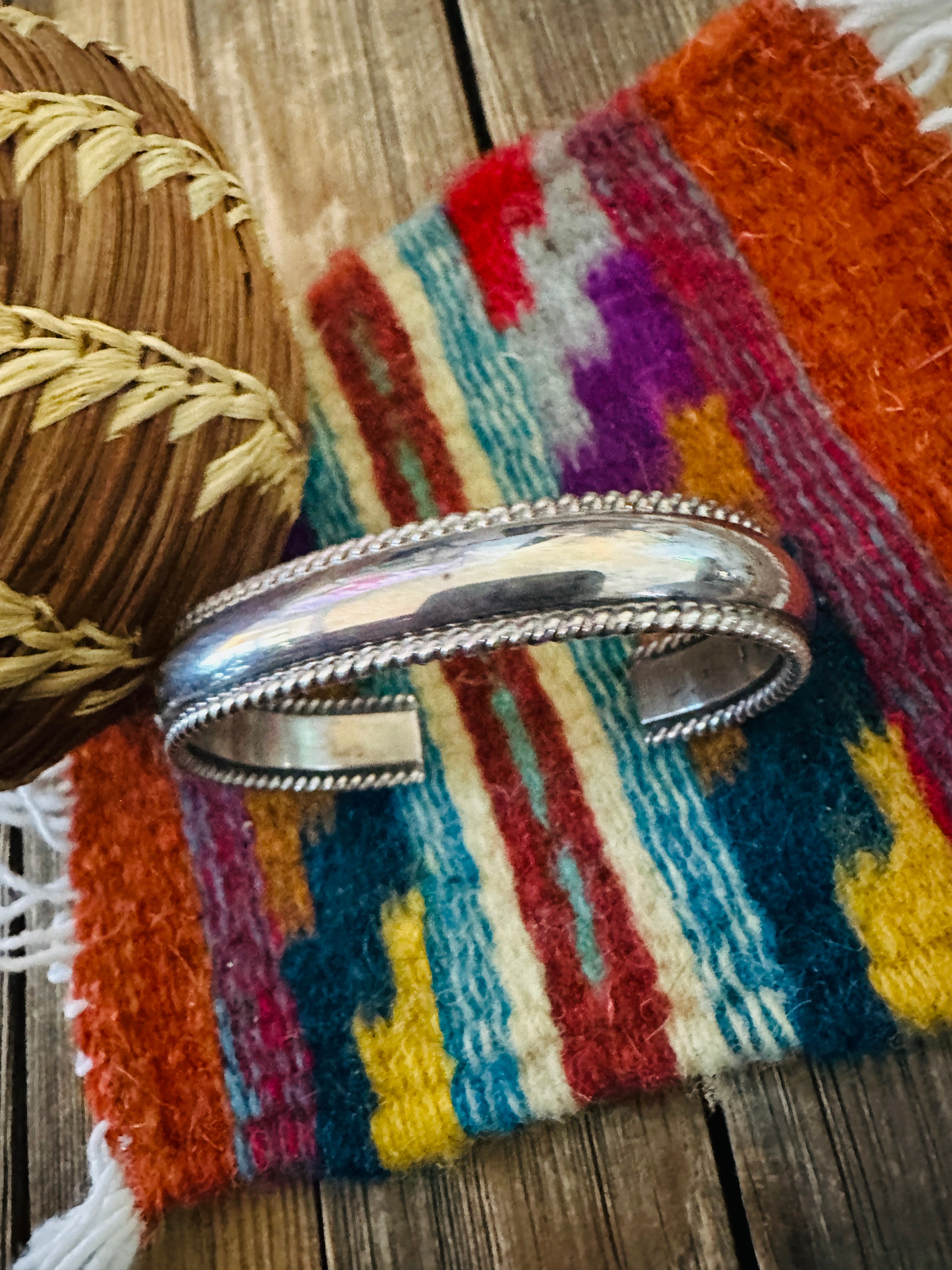 Handcrafted Old Pawn Sterling Silver Cuff Bracelet