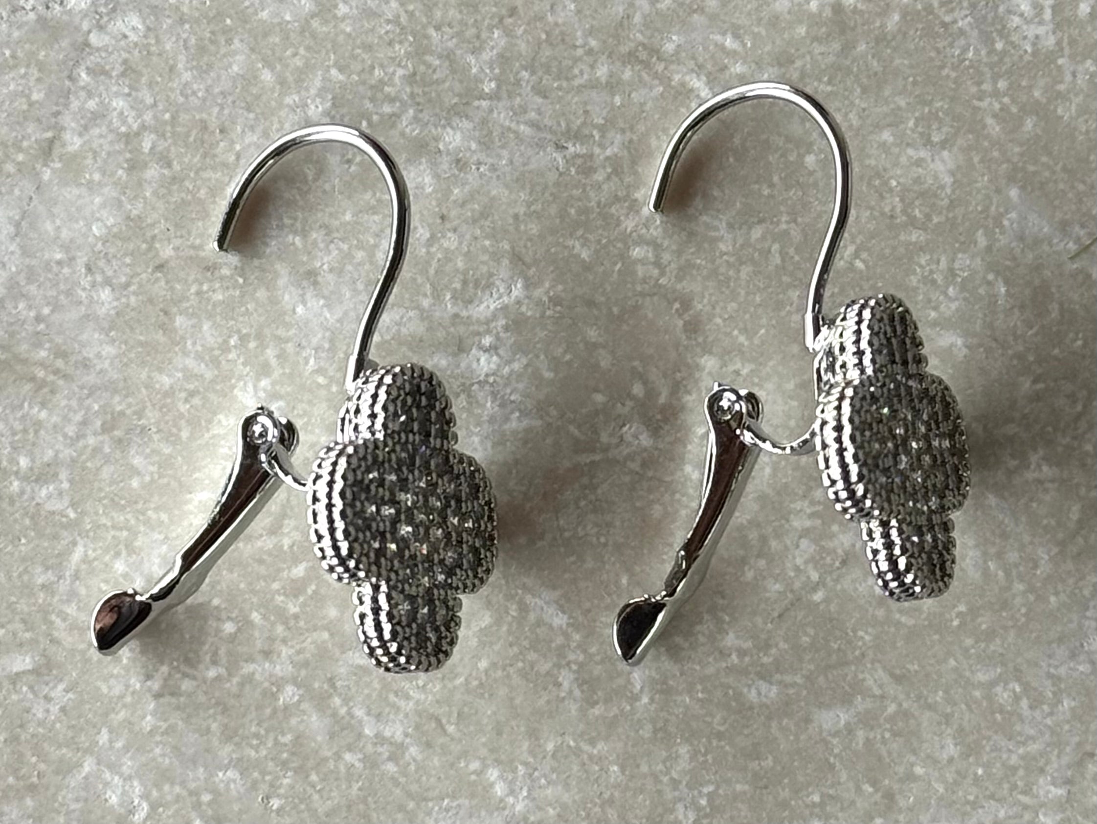 Silver Plated CZ Clover Cross Wire Earrings