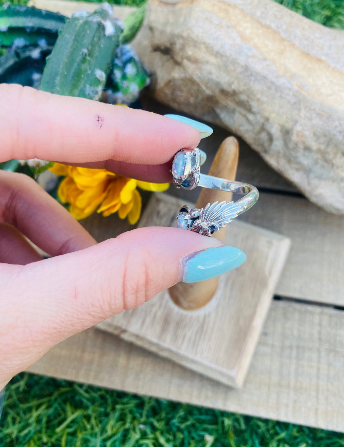 Navajo Opal & Sterling Silver Adjustable Ring